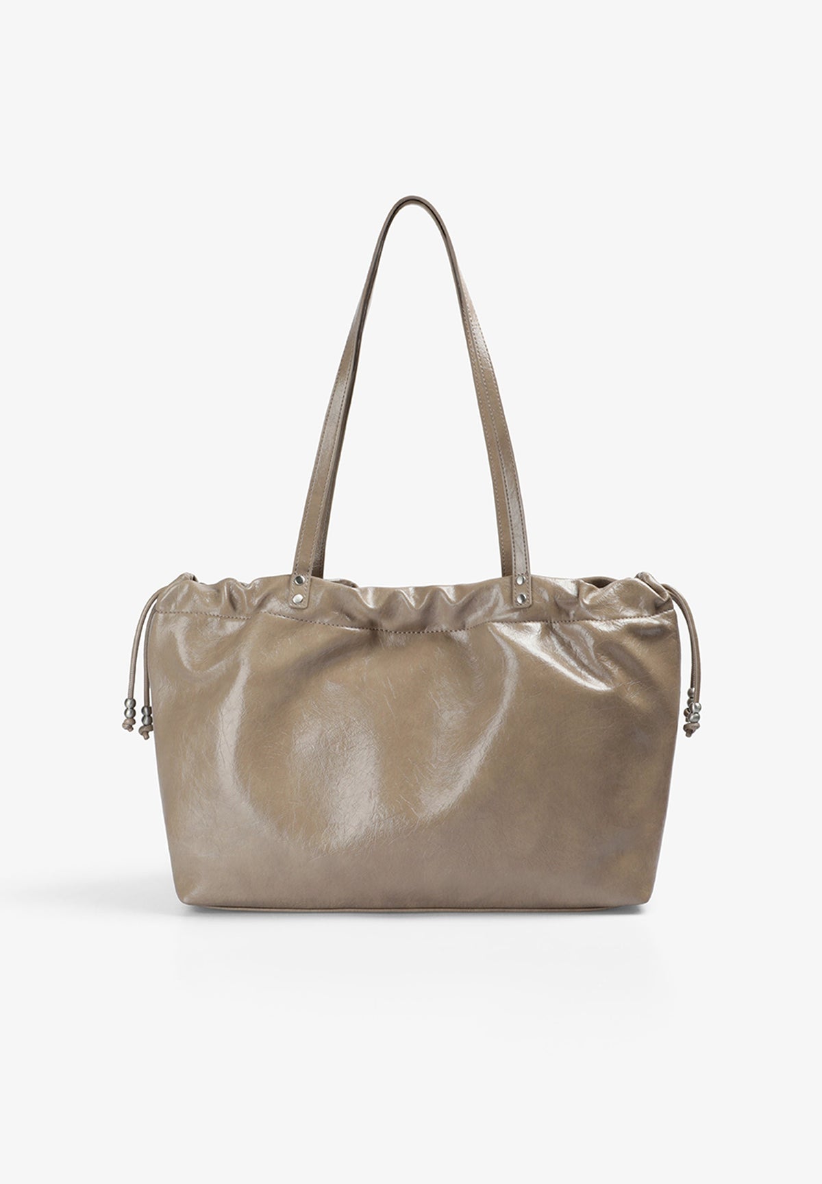 MEDIUM FAUX LEATHER BAG WITH RUCHED CLOSURE