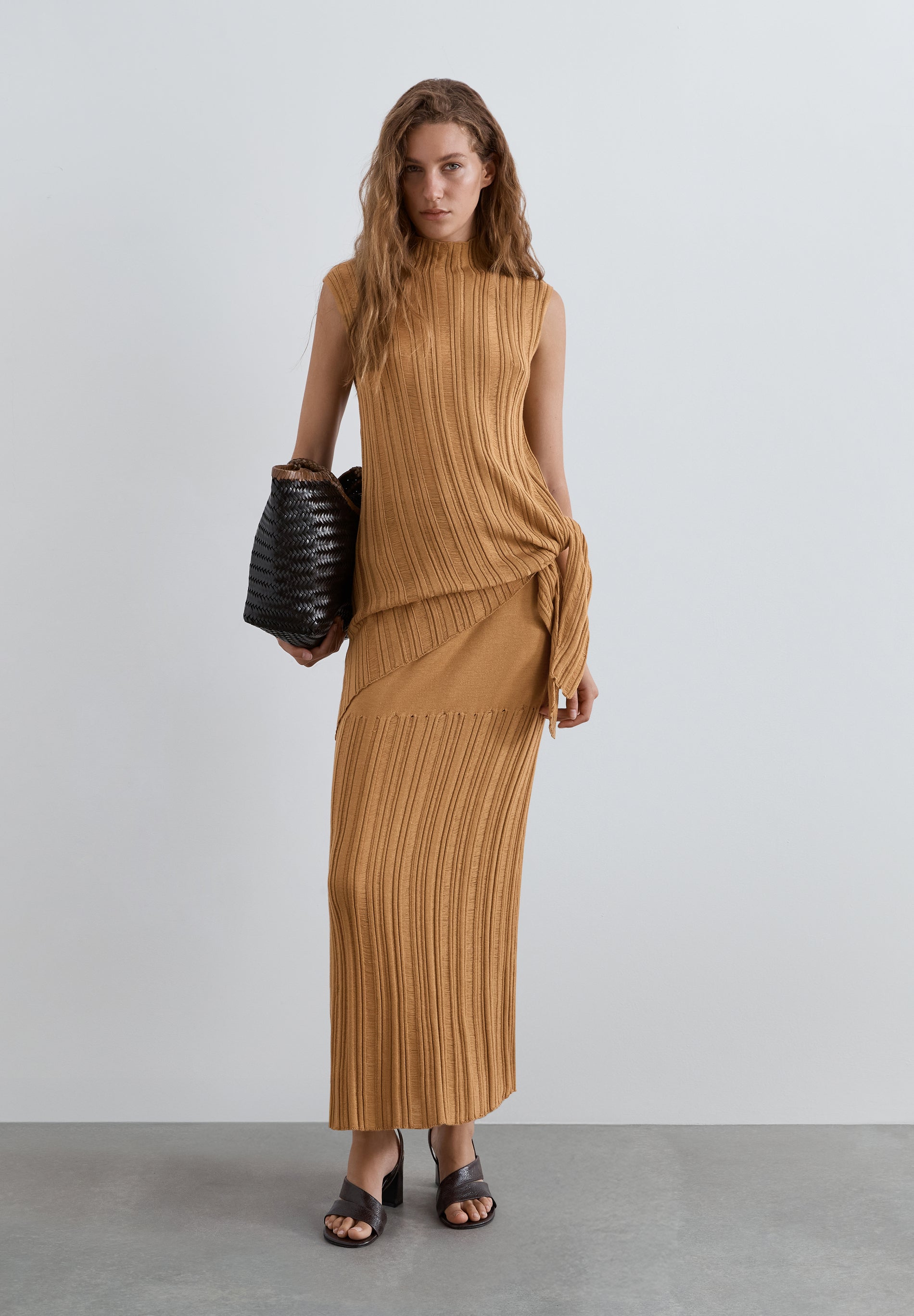 LONG OPENWORK KNIT SKIRT
