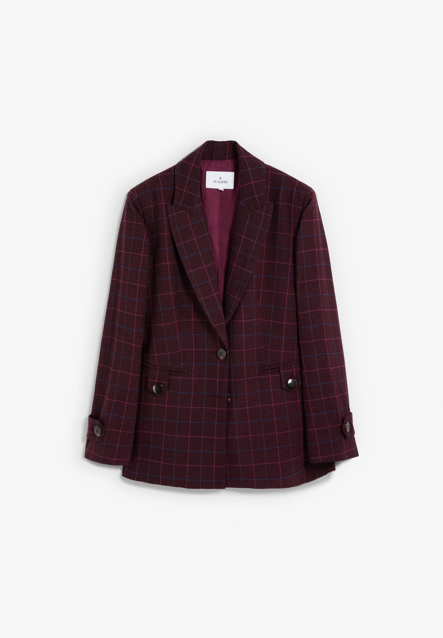 CHECK BLAZER WITH BUTTON DETAIL