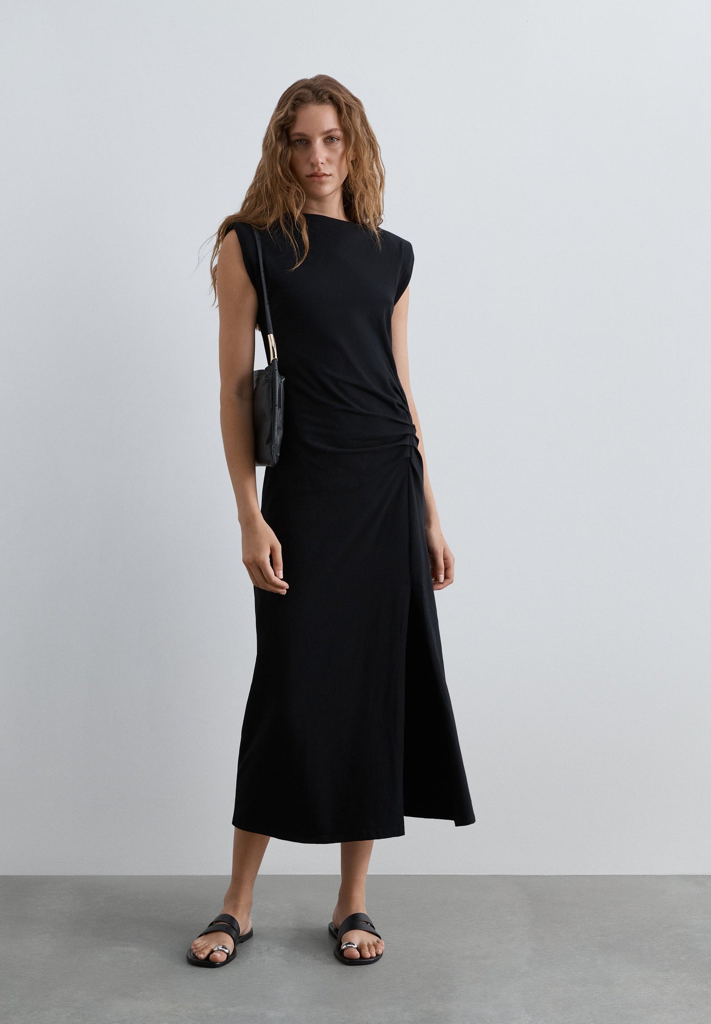 DRAPED SIDE MIDI DRESS