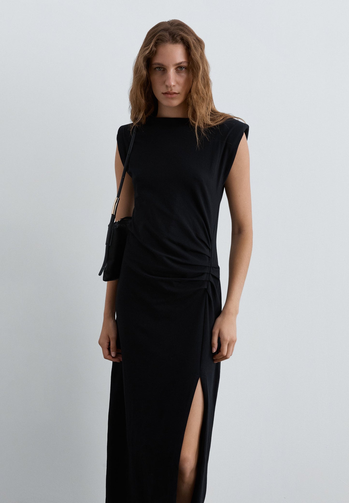 DRAPED SIDE MIDI DRESS