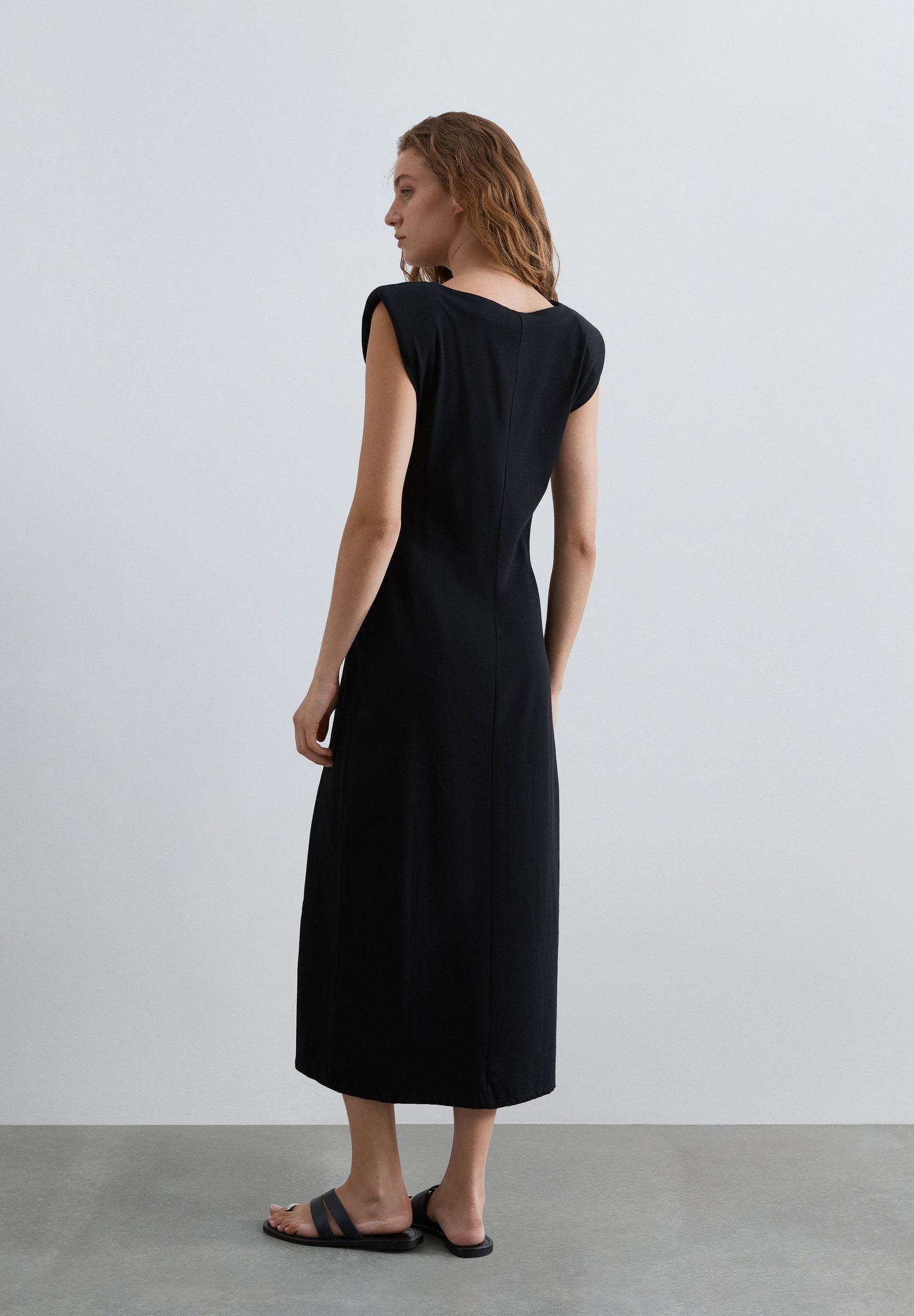 DRAPED SIDE MIDI DRESS