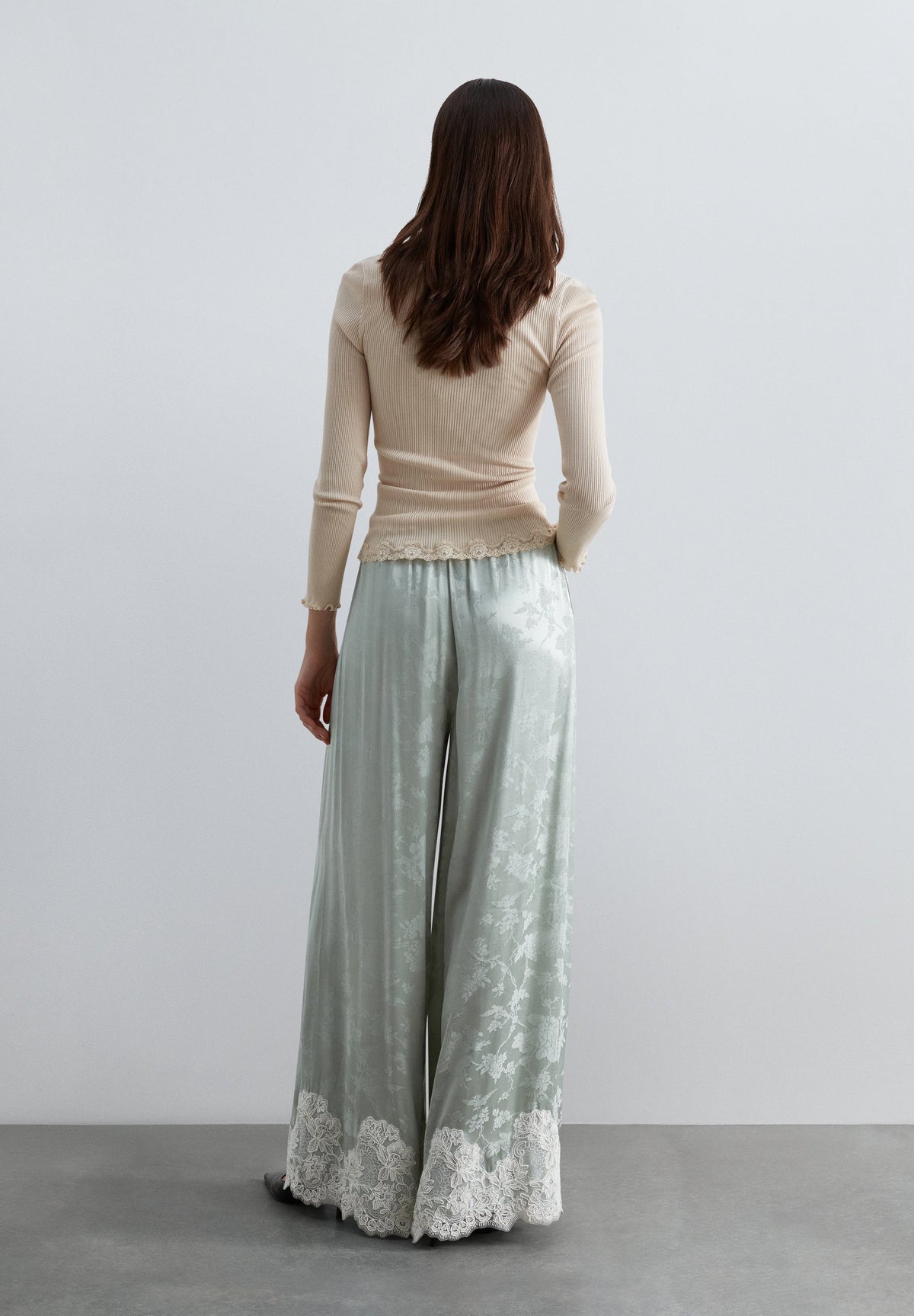 JACQUARD TROUSERS WITH AND LACE
