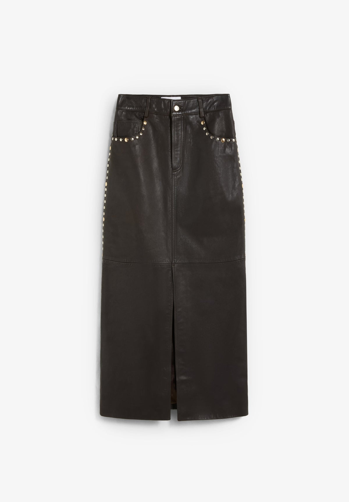SCLEATHER STUDS MIDI SKIRT