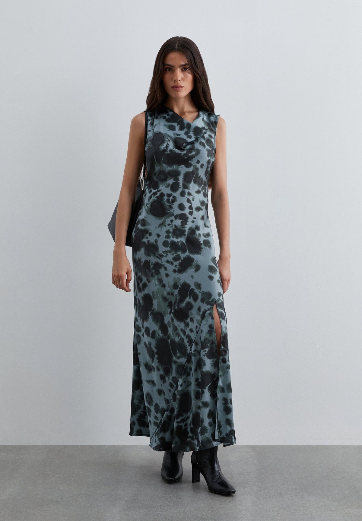 PRINTED SATIN DRESS