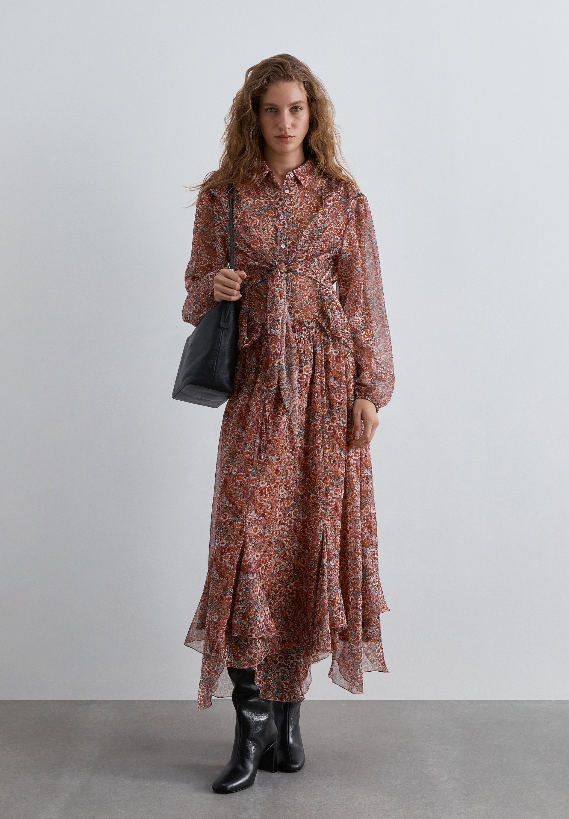 LONG FLORAL PRINT SKIRT
