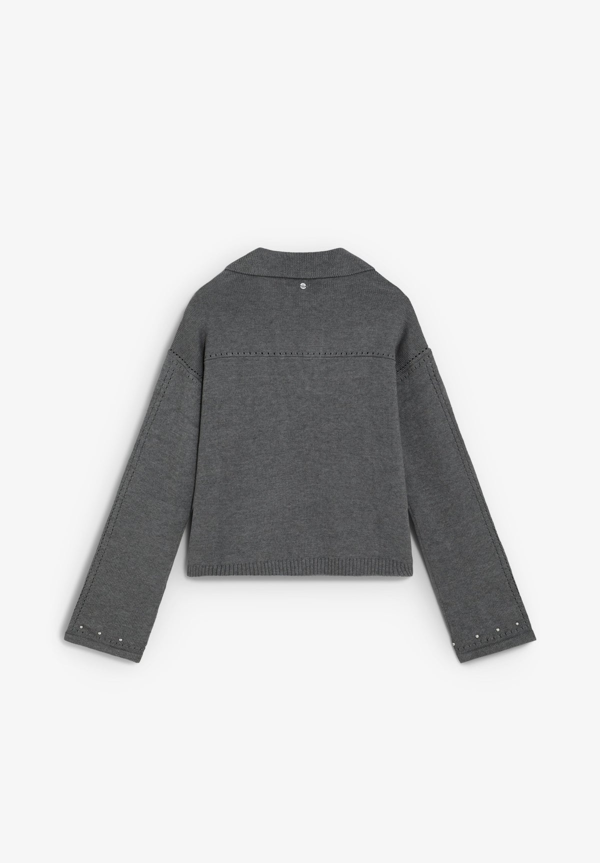 SWEATER WITH PEARLS AND POLO SHIRT COLLAR
