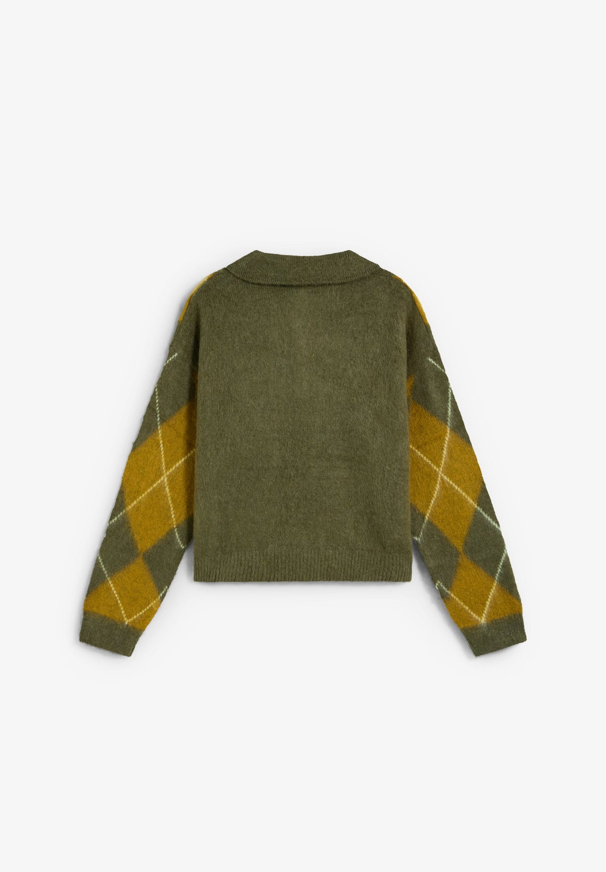 DIAMOND TEXTURED WEAVE SWEATER WITH POLO SHIRT COLLAR