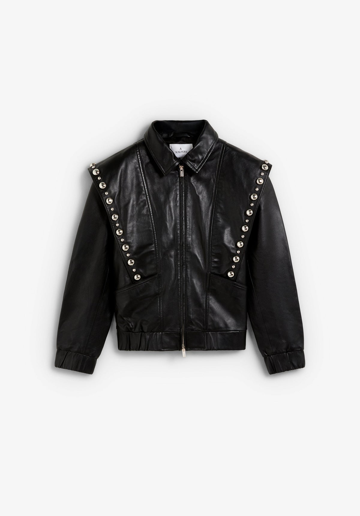 SCSHOULDER STUDS LEATHER JACKET