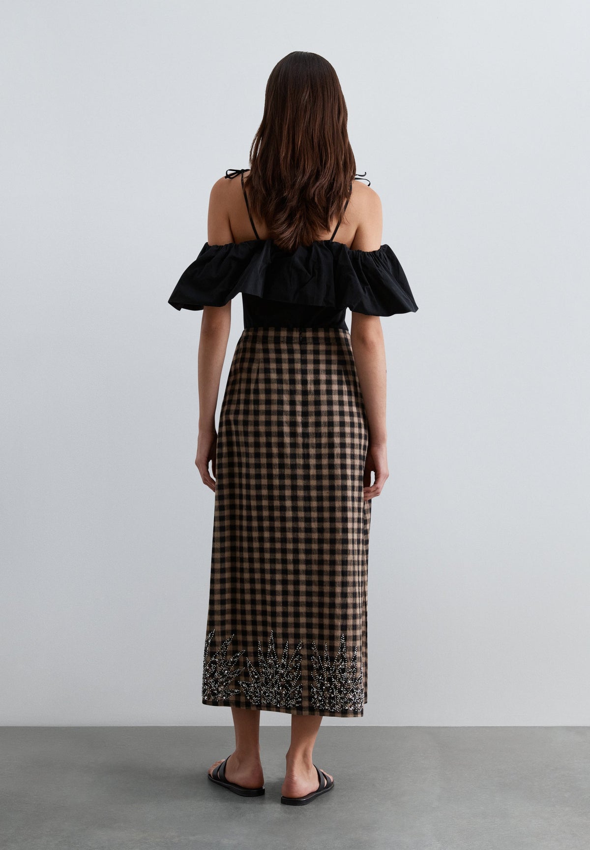 GINGHAM SKIRT WITH SEQUINS