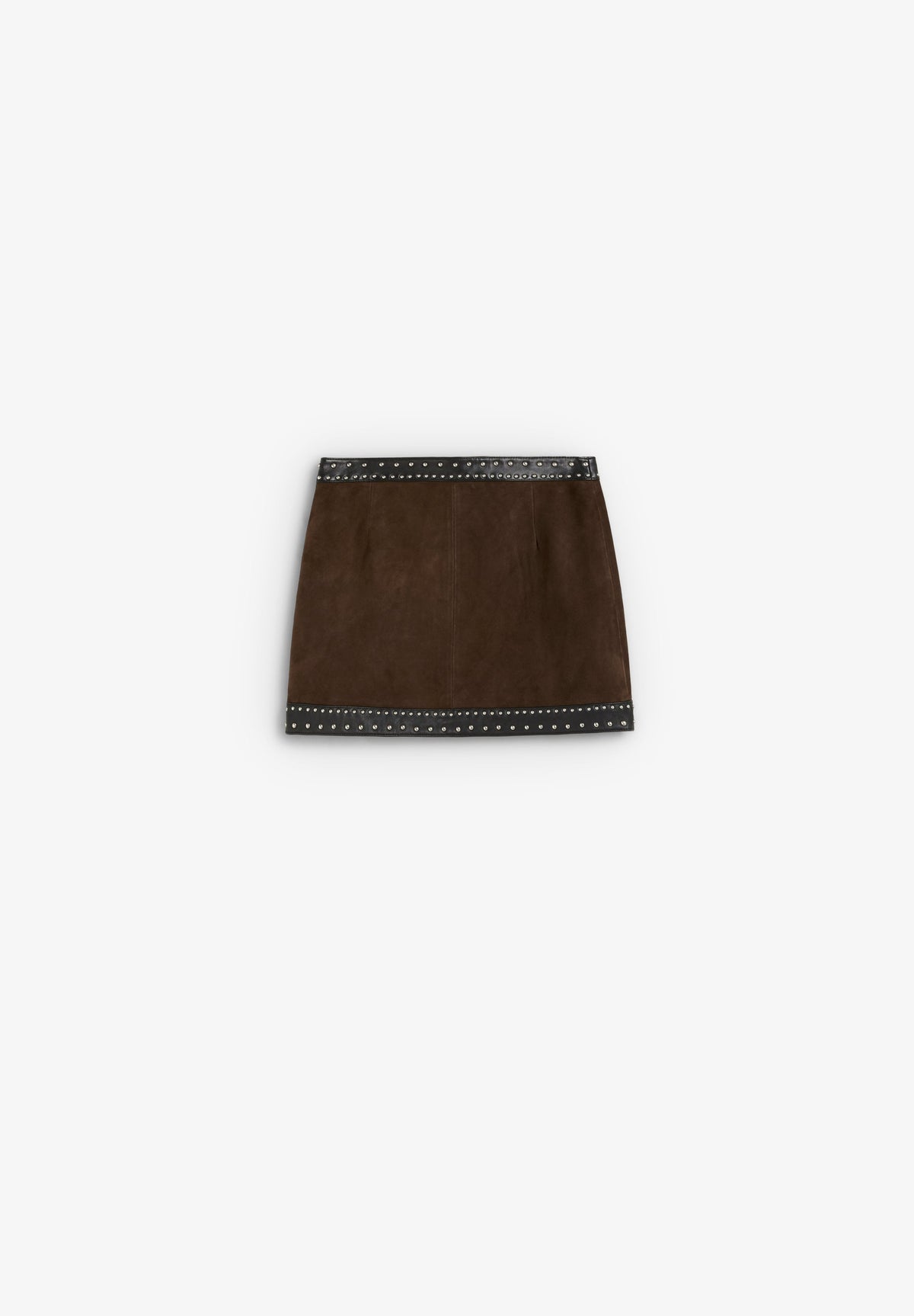 STUDDED LEATHER MINISKIRT