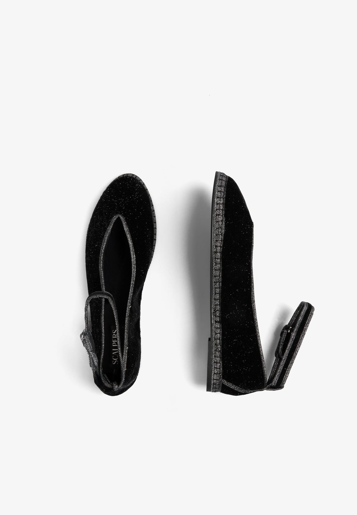 VELVET ANKLE STRAP BALLET FLATS