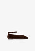VELVET ANKLE STRAP BALLET FLATS