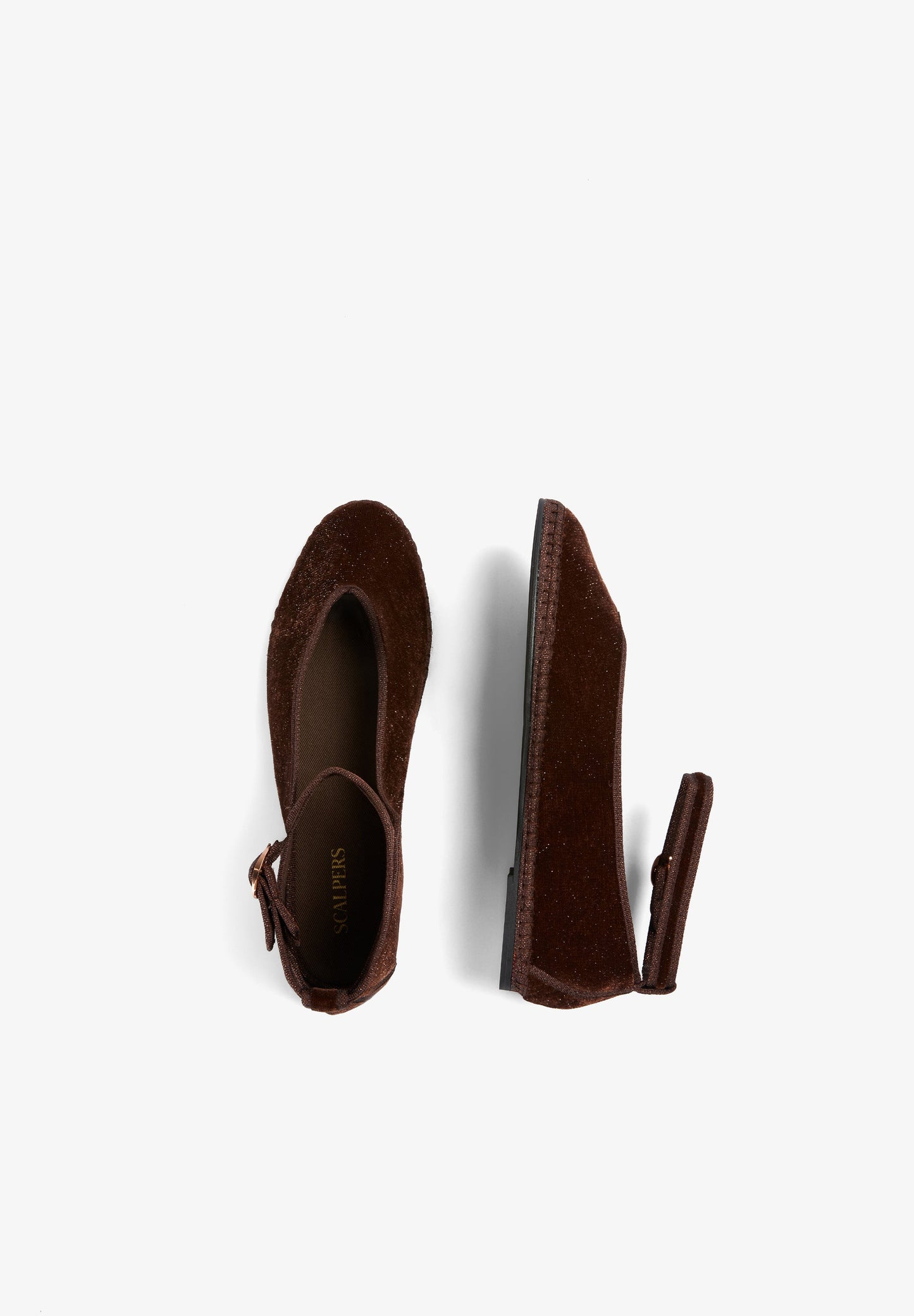 VELVET ANKLE STRAP BALLET FLATS