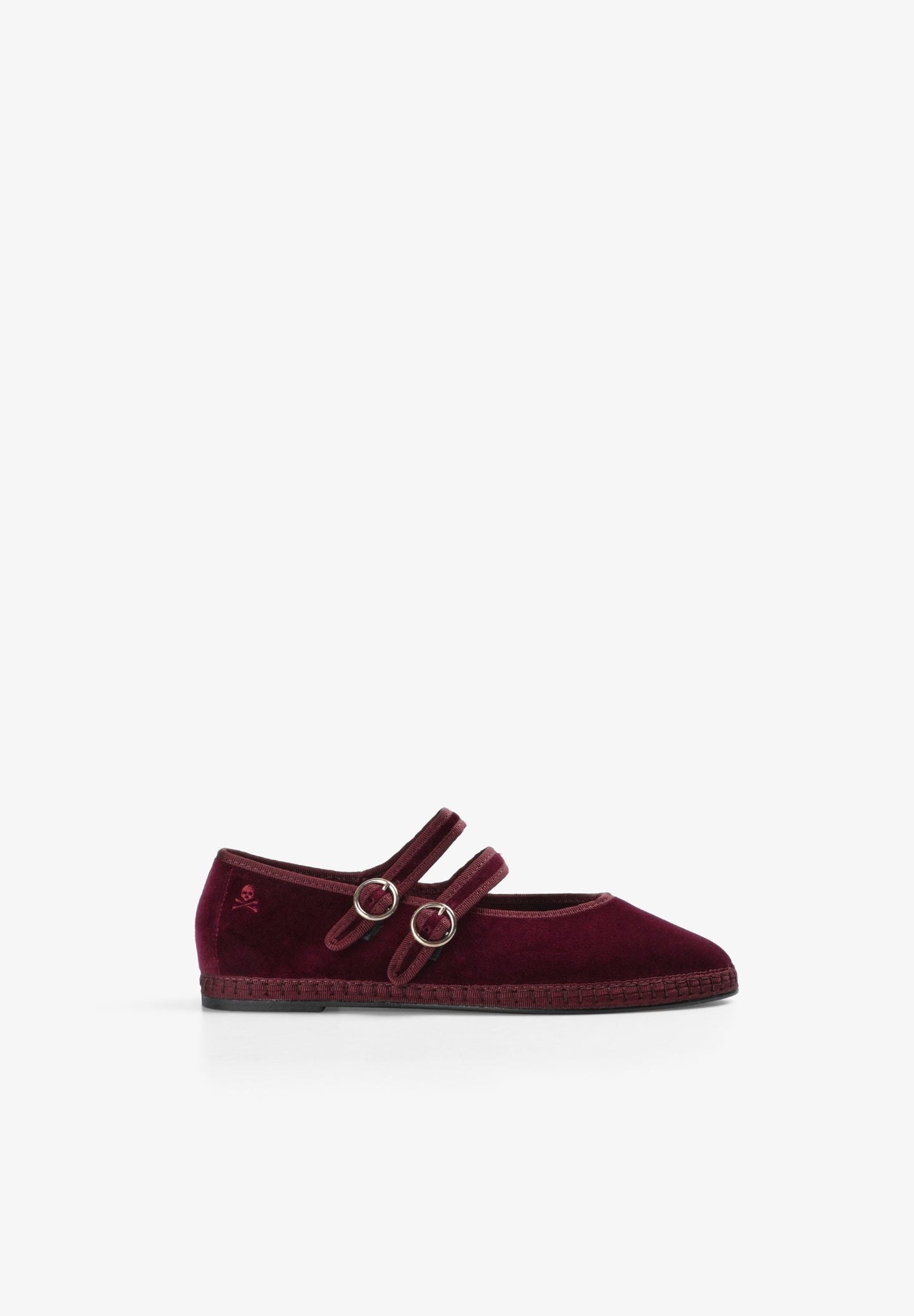 VELVET DOUBLE BUCKLE BALLET FLATS