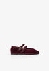 VELVET DOUBLE BUCKLE BALLET FLATS