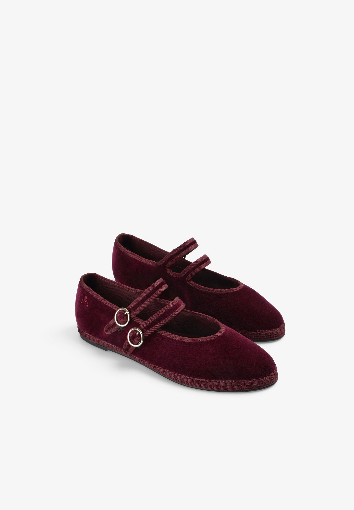 VELVET DOUBLE BUCKLE BALLET FLATS
