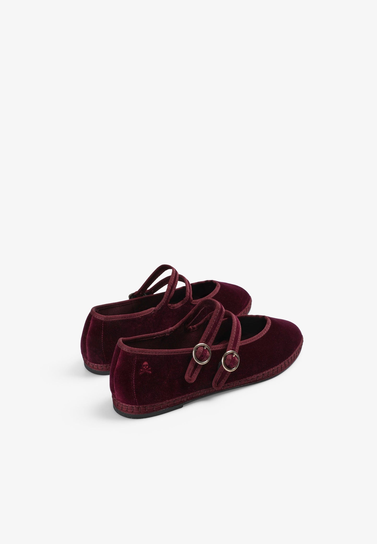VELVET DOUBLE BUCKLE BALLET FLATS