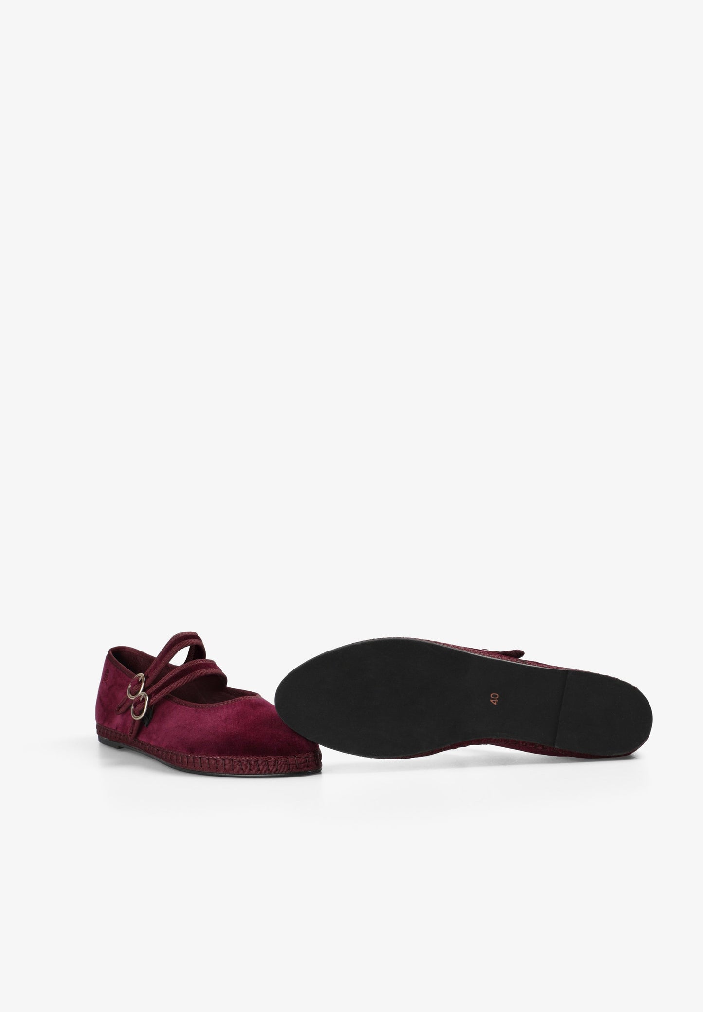 VELVET DOUBLE BUCKLE BALLET FLATS