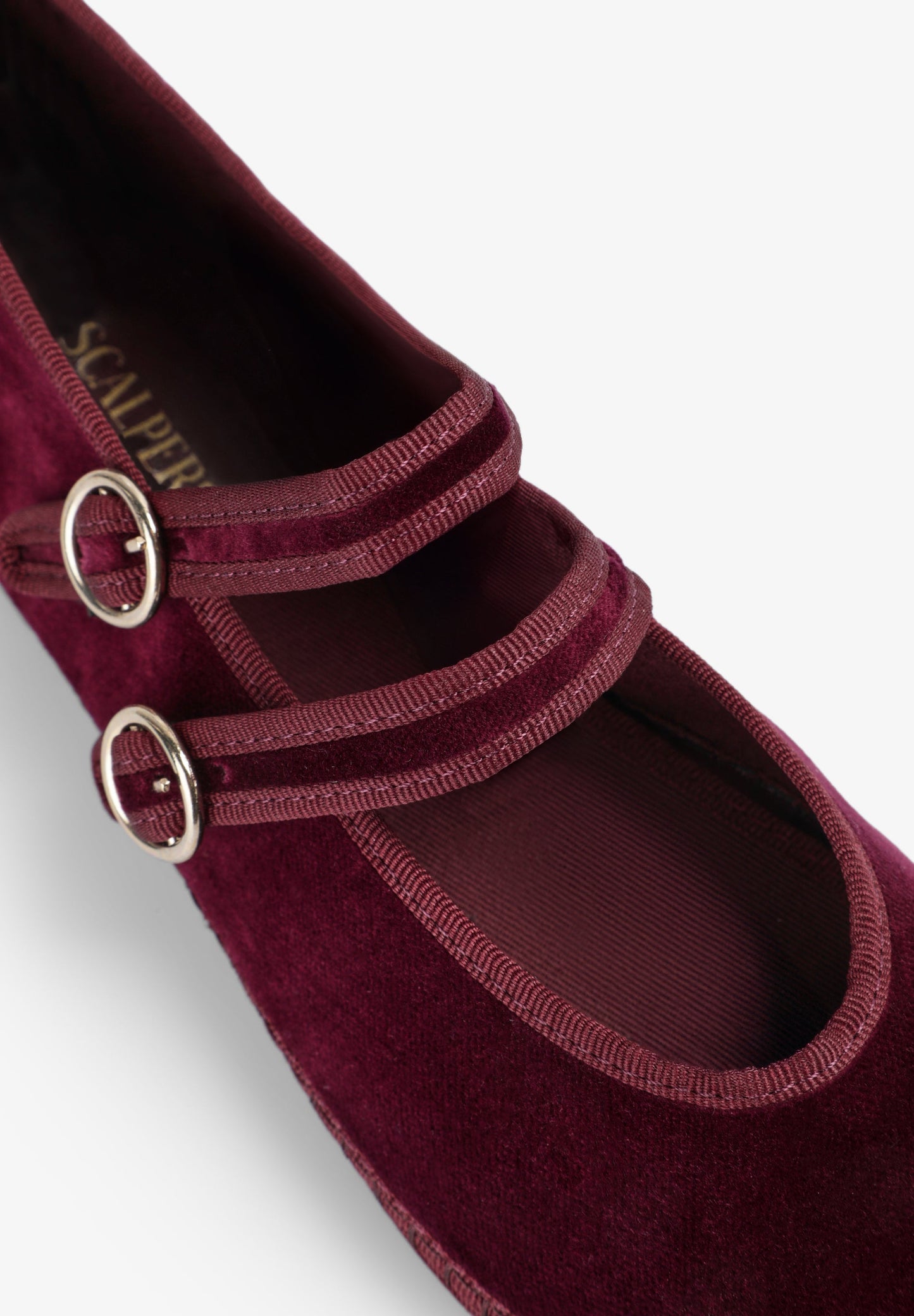 VELVET DOUBLE BUCKLE BALLET FLATS