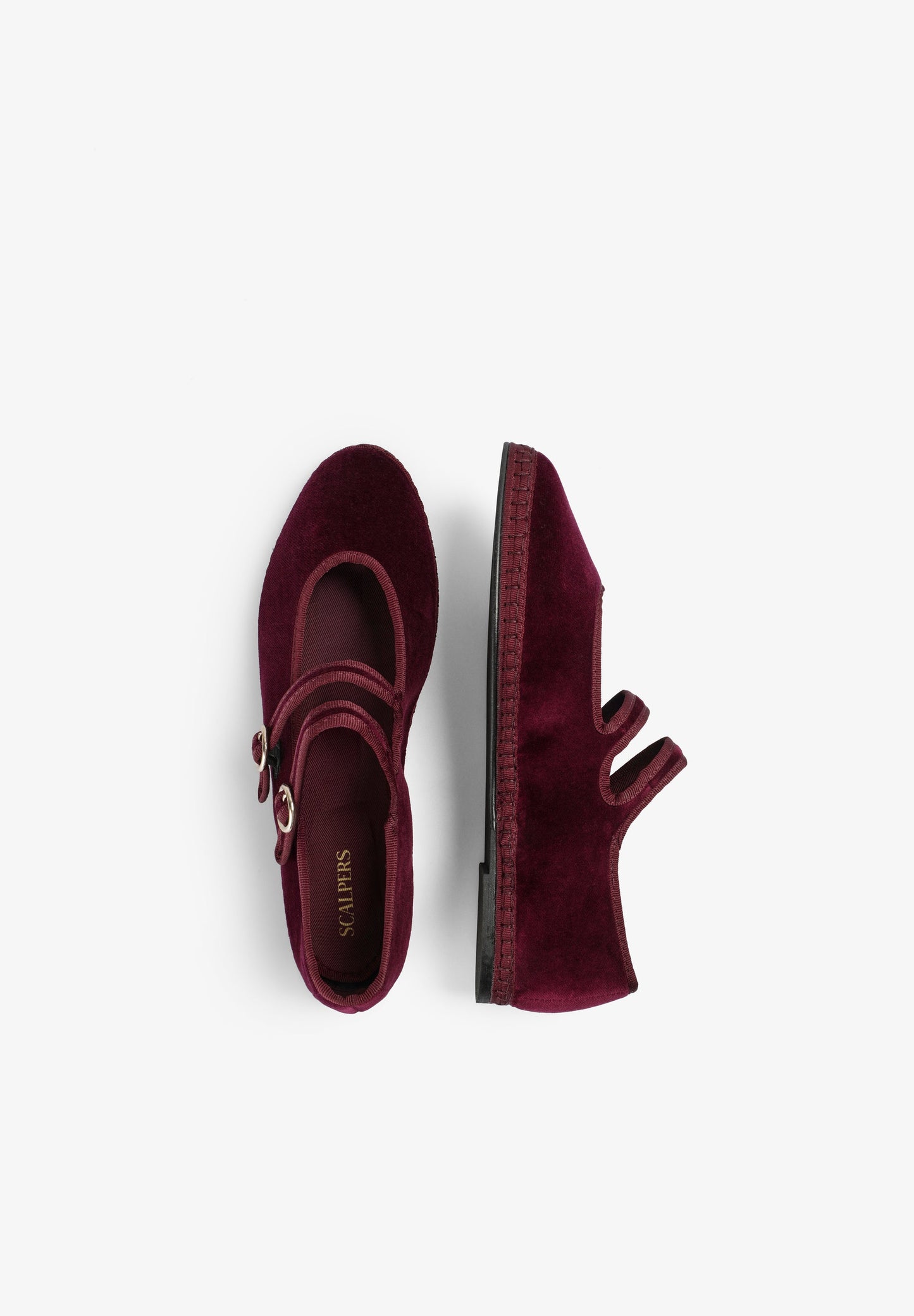 VELVET DOUBLE BUCKLE BALLET FLATS
