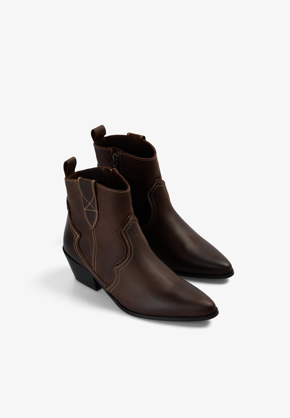 LEATHER ANKLE COWBOY BOOTS