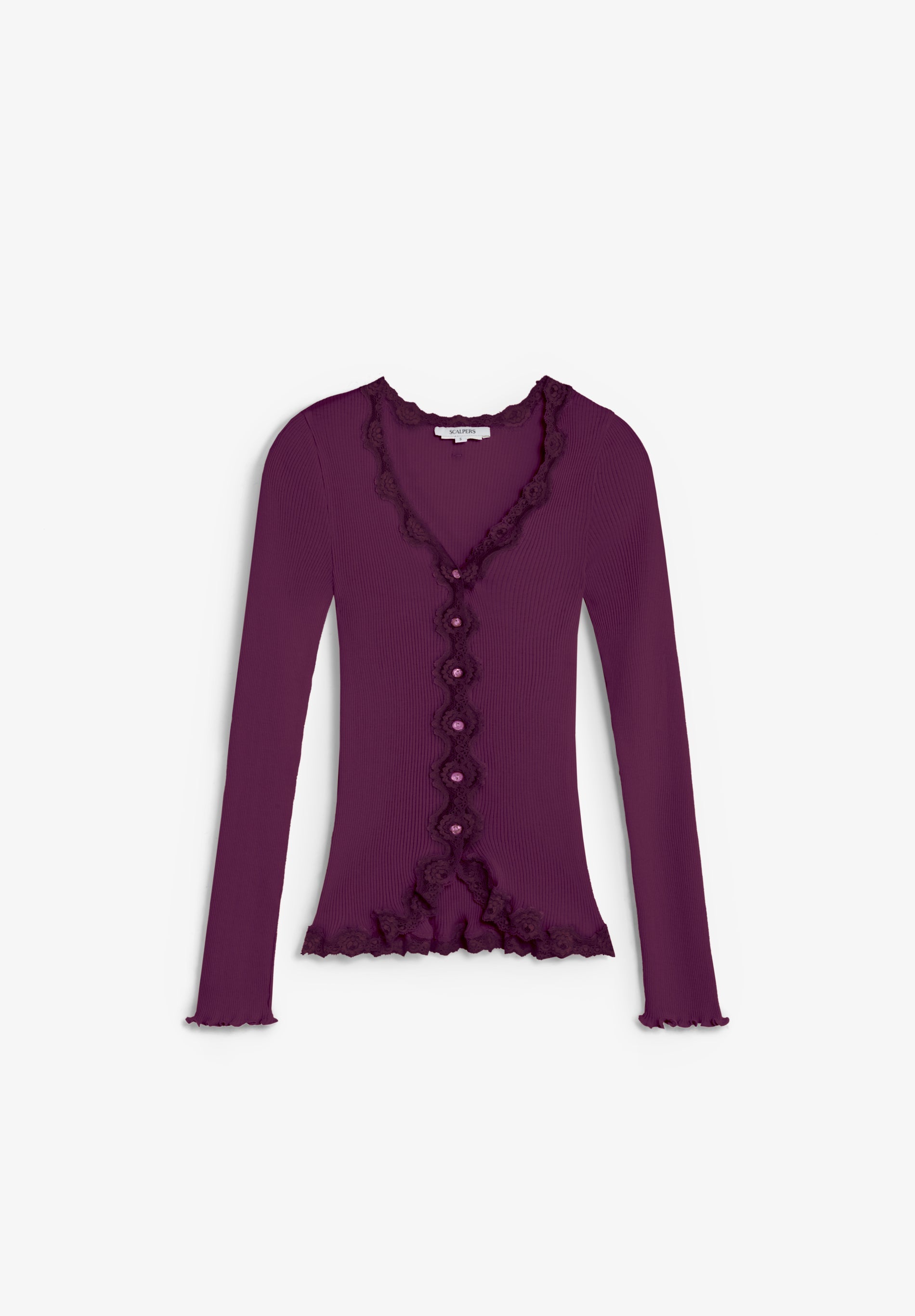 LACE RIBBED CARDIGAN