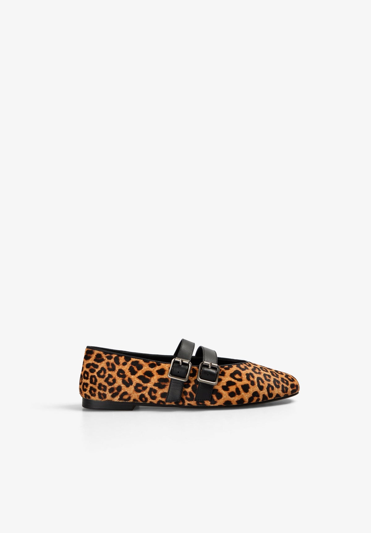 ANIMAL PRINT LEATHER BALLET FLATS