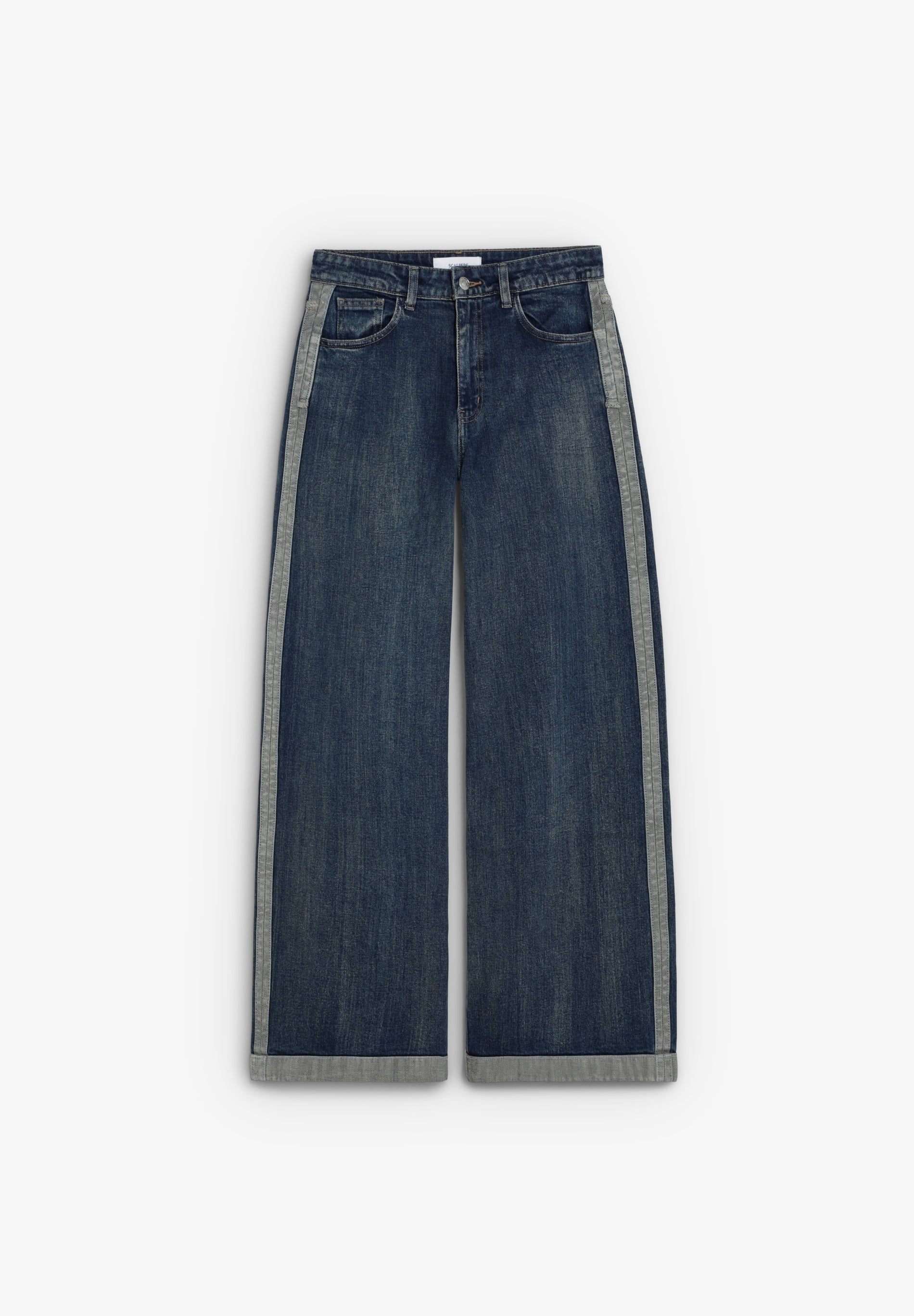 SIDE WAIST WIDE-LEG JEANS