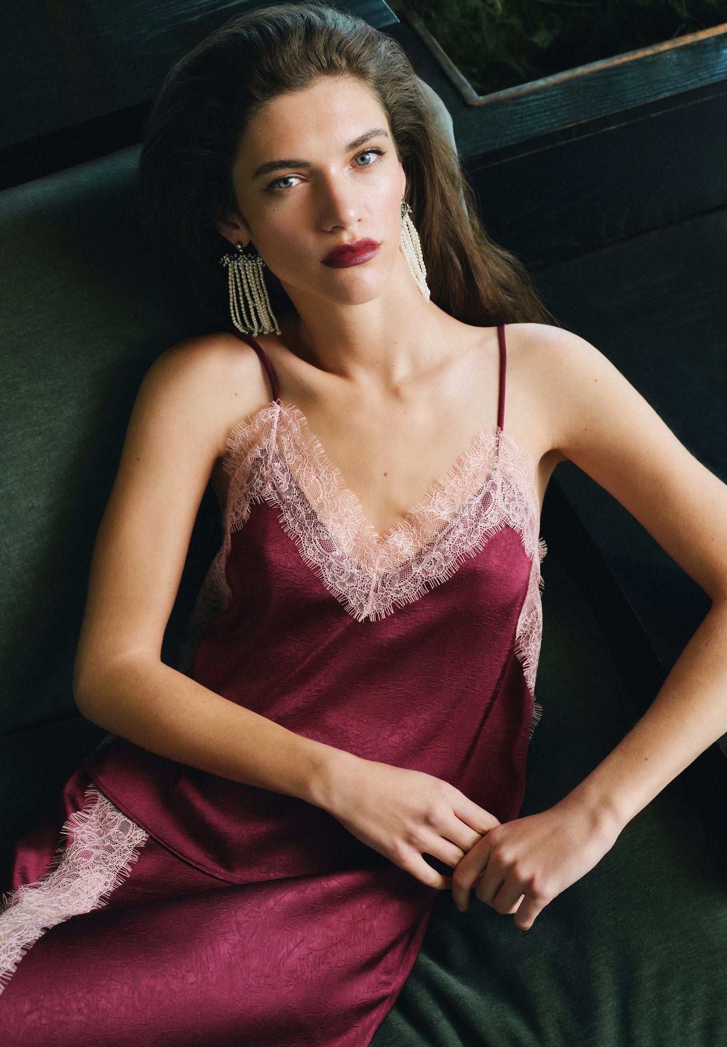 SATIN AND LACE TOP