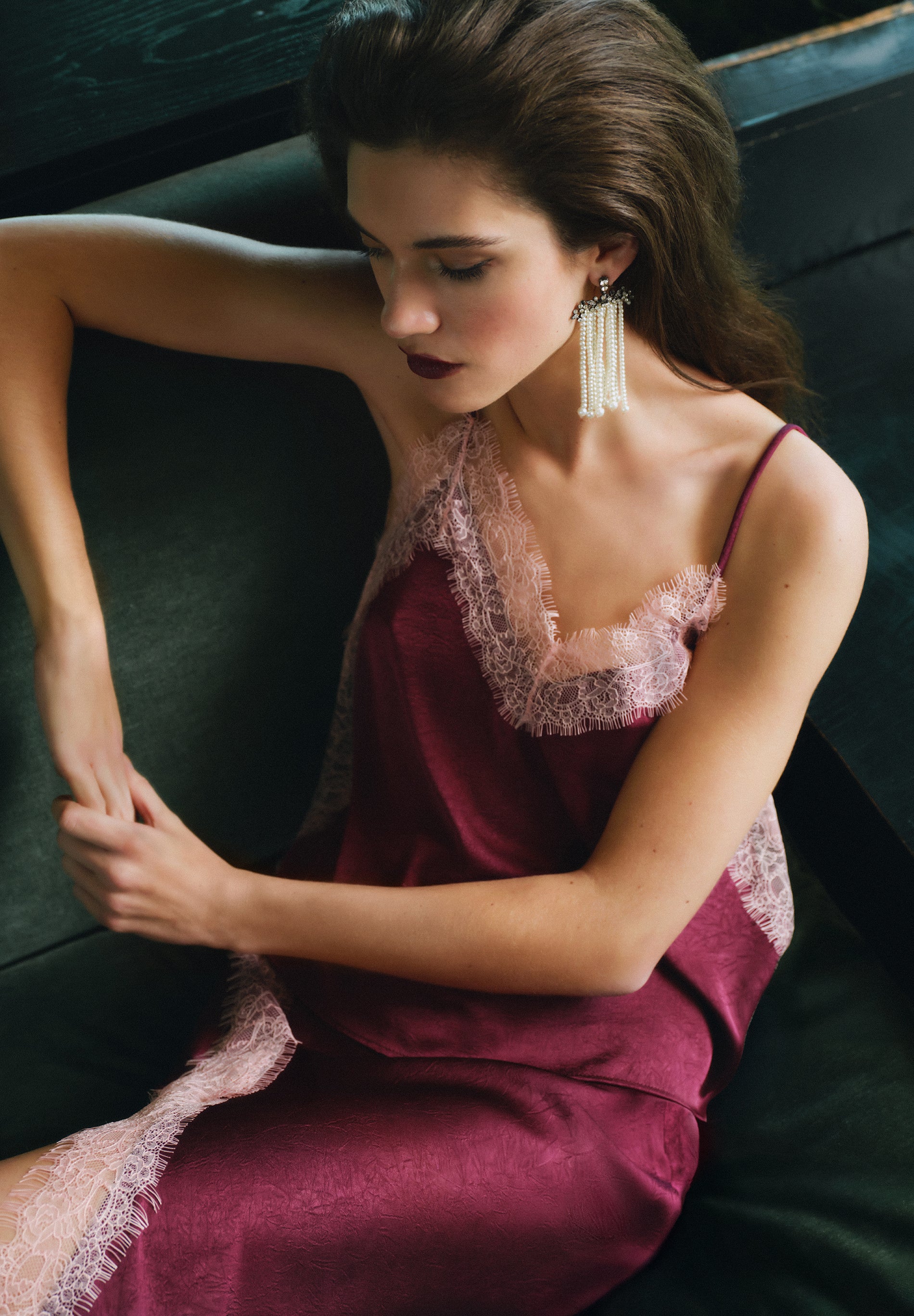 SATIN AND LACE SKIRT