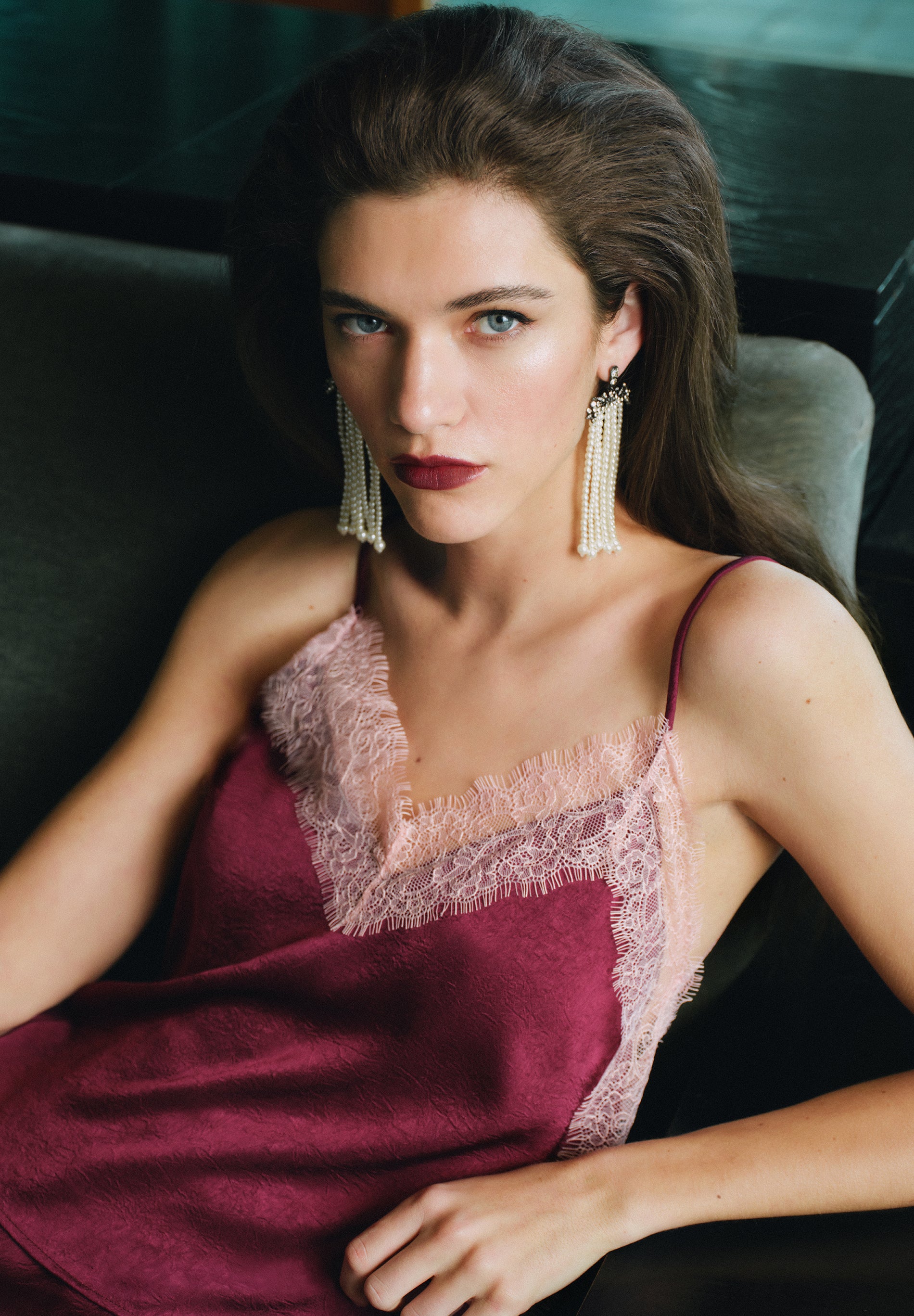 SATIN AND LACE SKIRT