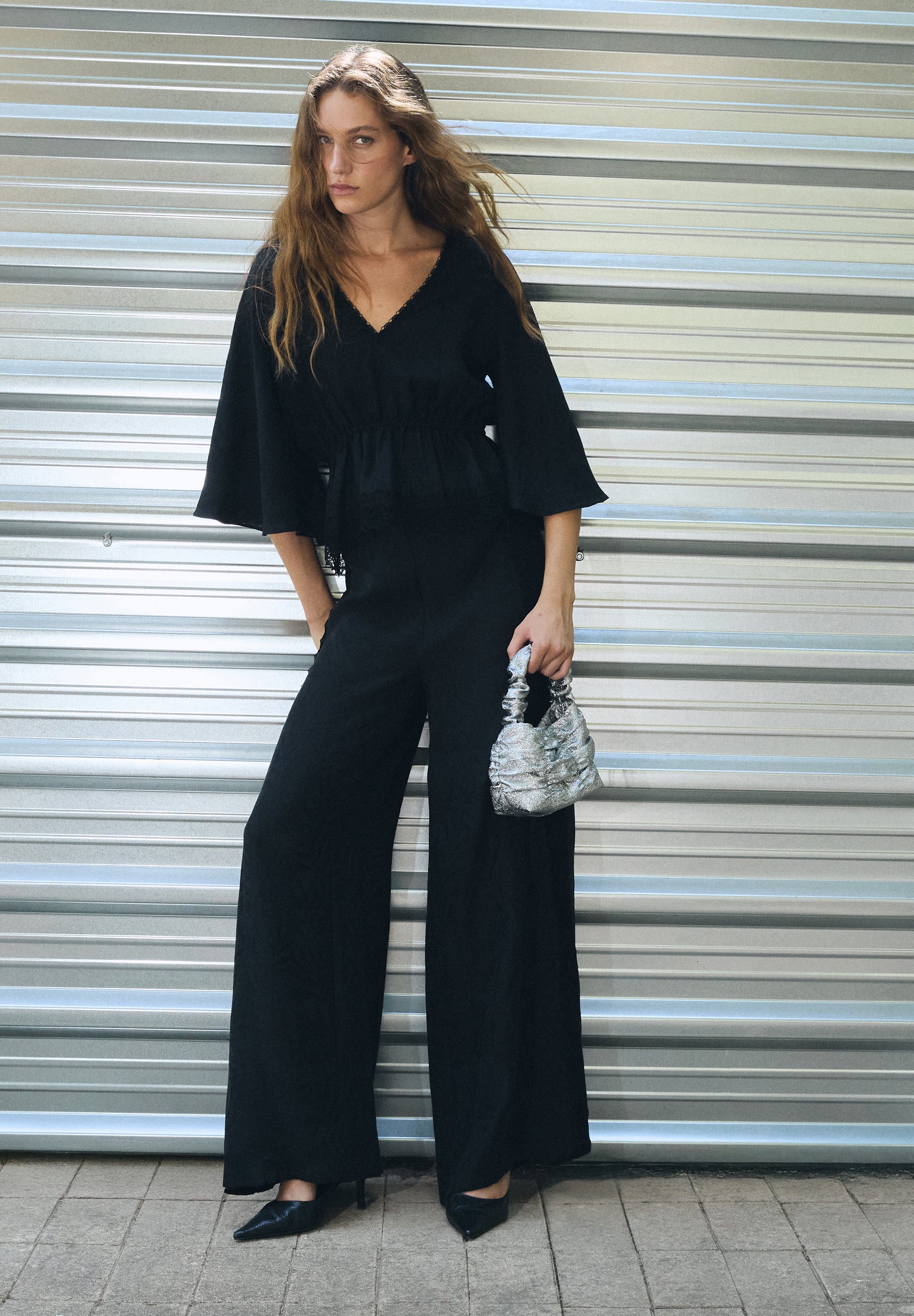 FLOWING TROUSERS WITH SIDE LACE DETAIL