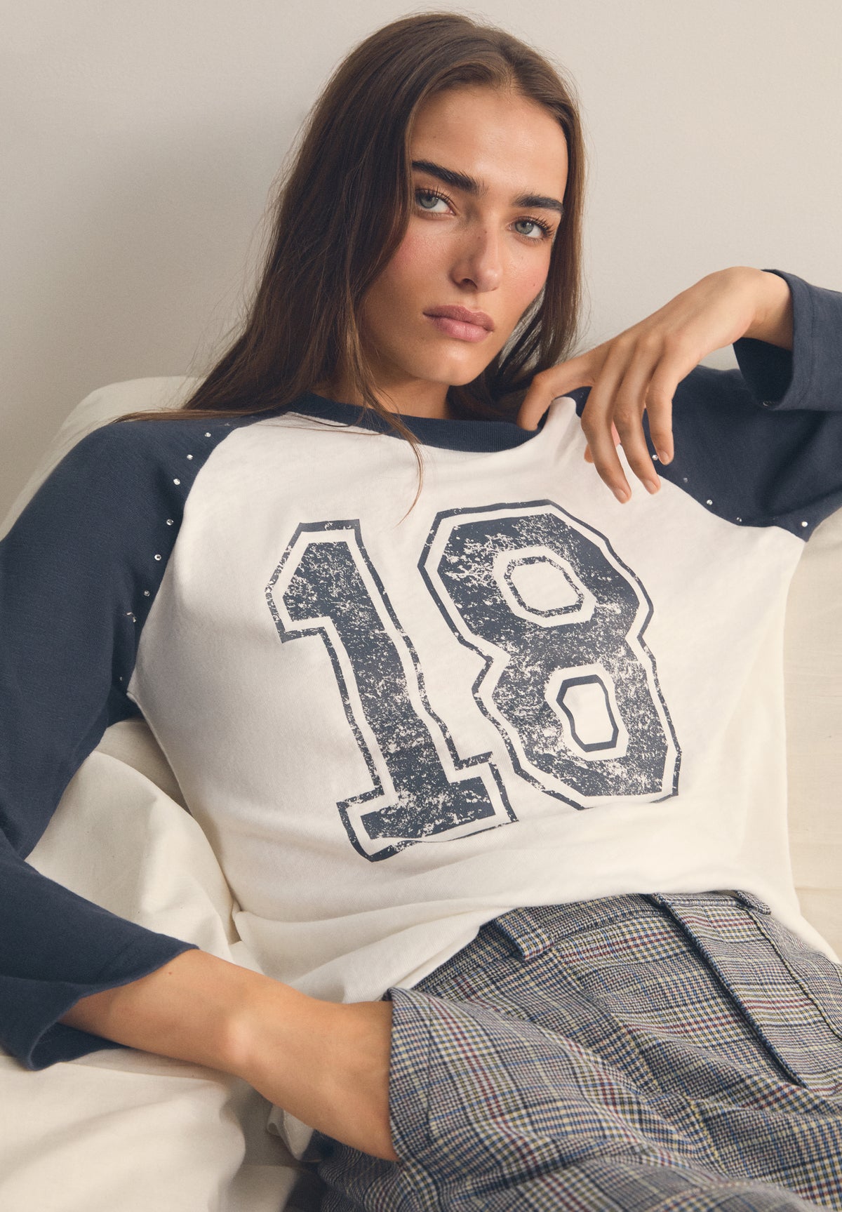 PRINTED T-SHIRT WITH CONTRAST SLEEVES