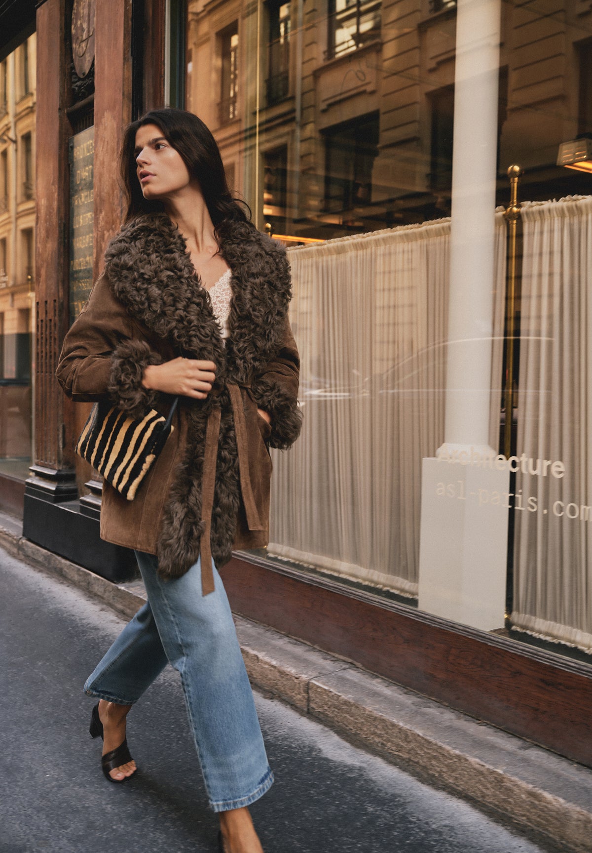 COAT WITH NATURAL FUR COLLAR