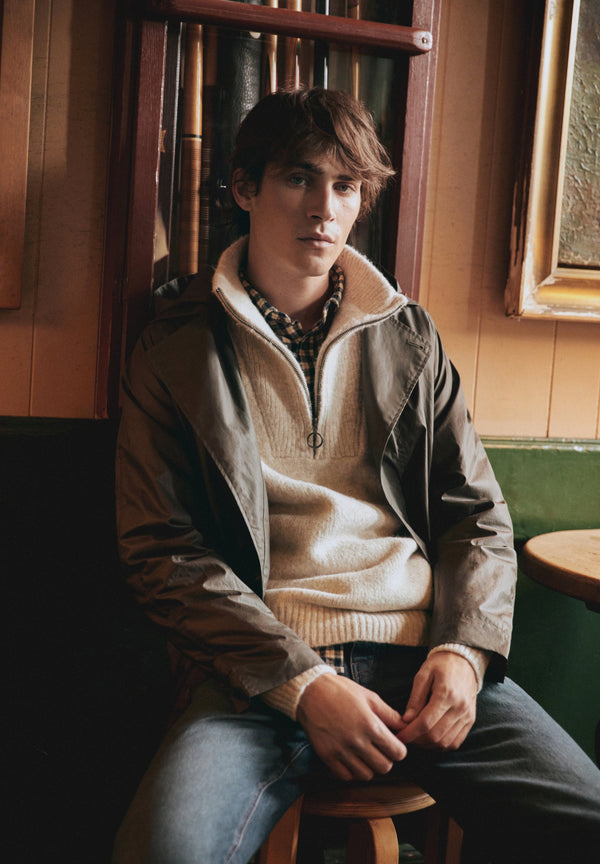 WAXED PARKA WITH COLLAR DETAIL