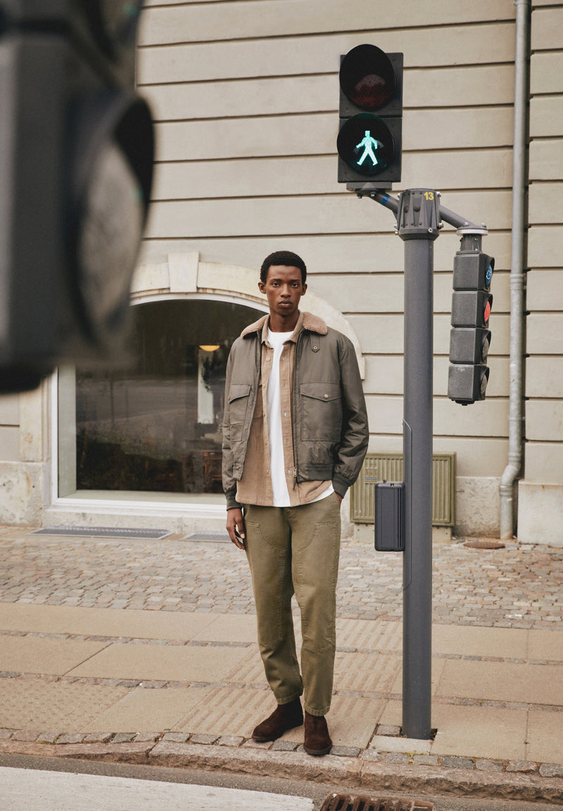 AVIATOR JACKET WITH SHEARLING COLLAR