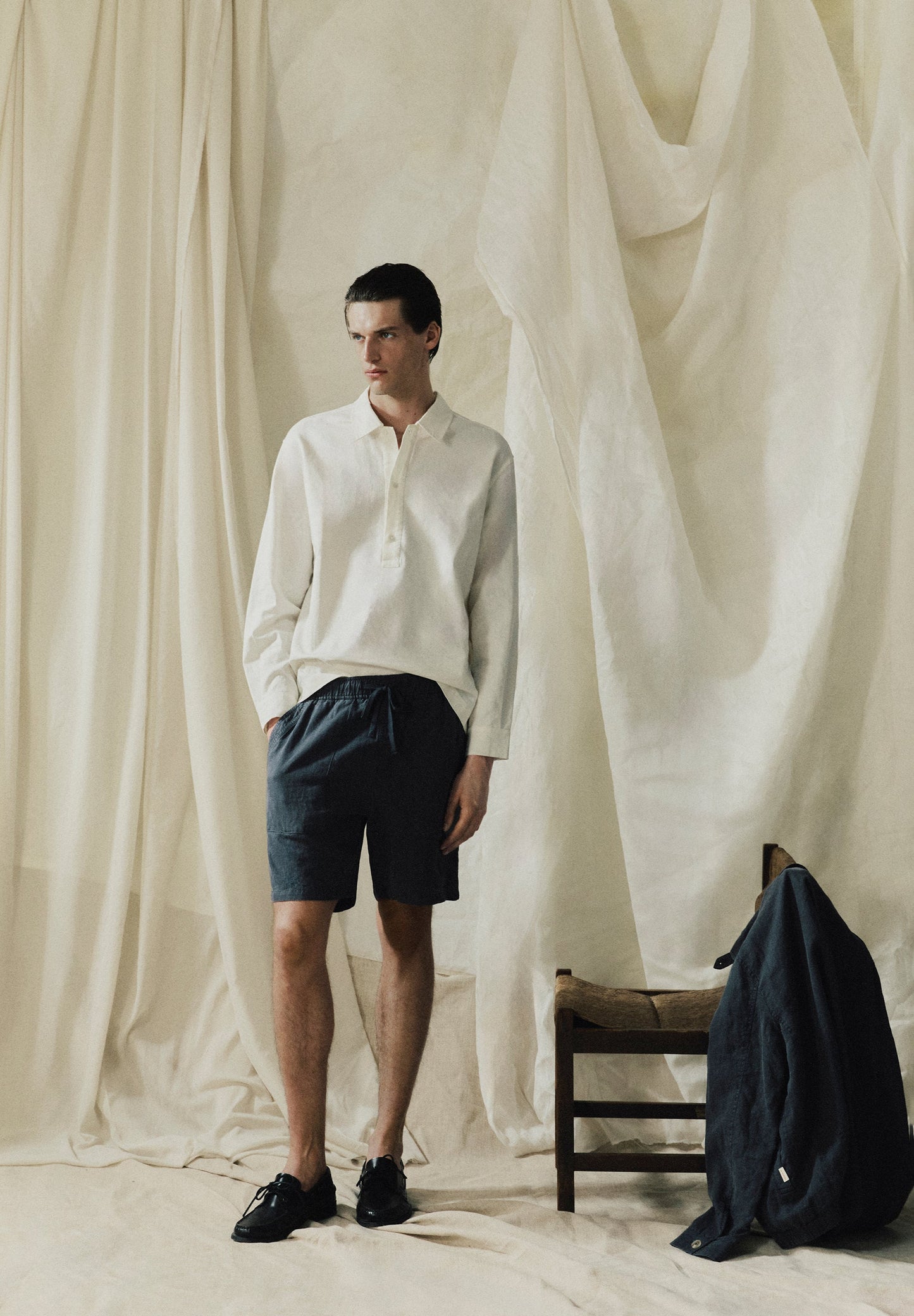LINEN LOOSE FIT POLO SHIRT