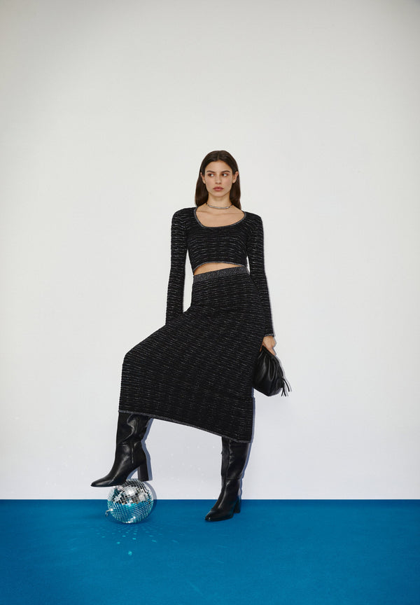 LUREX KNIT MIDI SKIRT