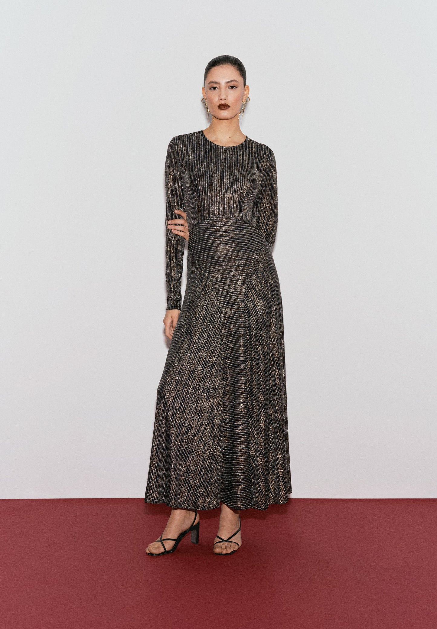 METALLIC STRIPED DRESS