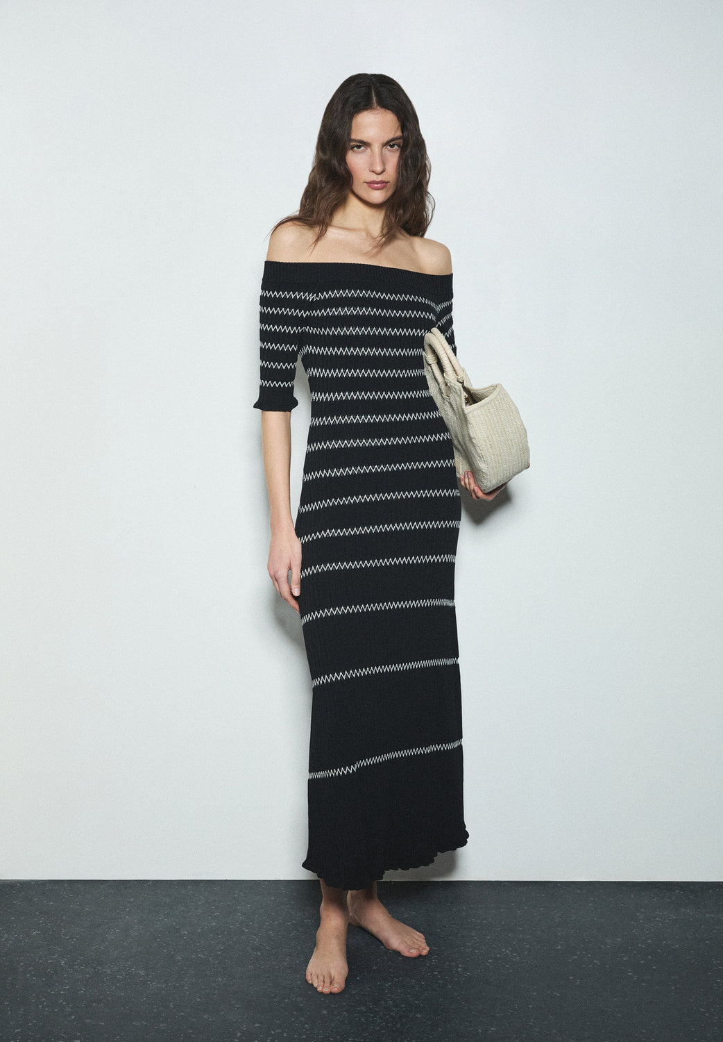 VESTIDO PUNTO ESCOTE BARDOT - Scalpers