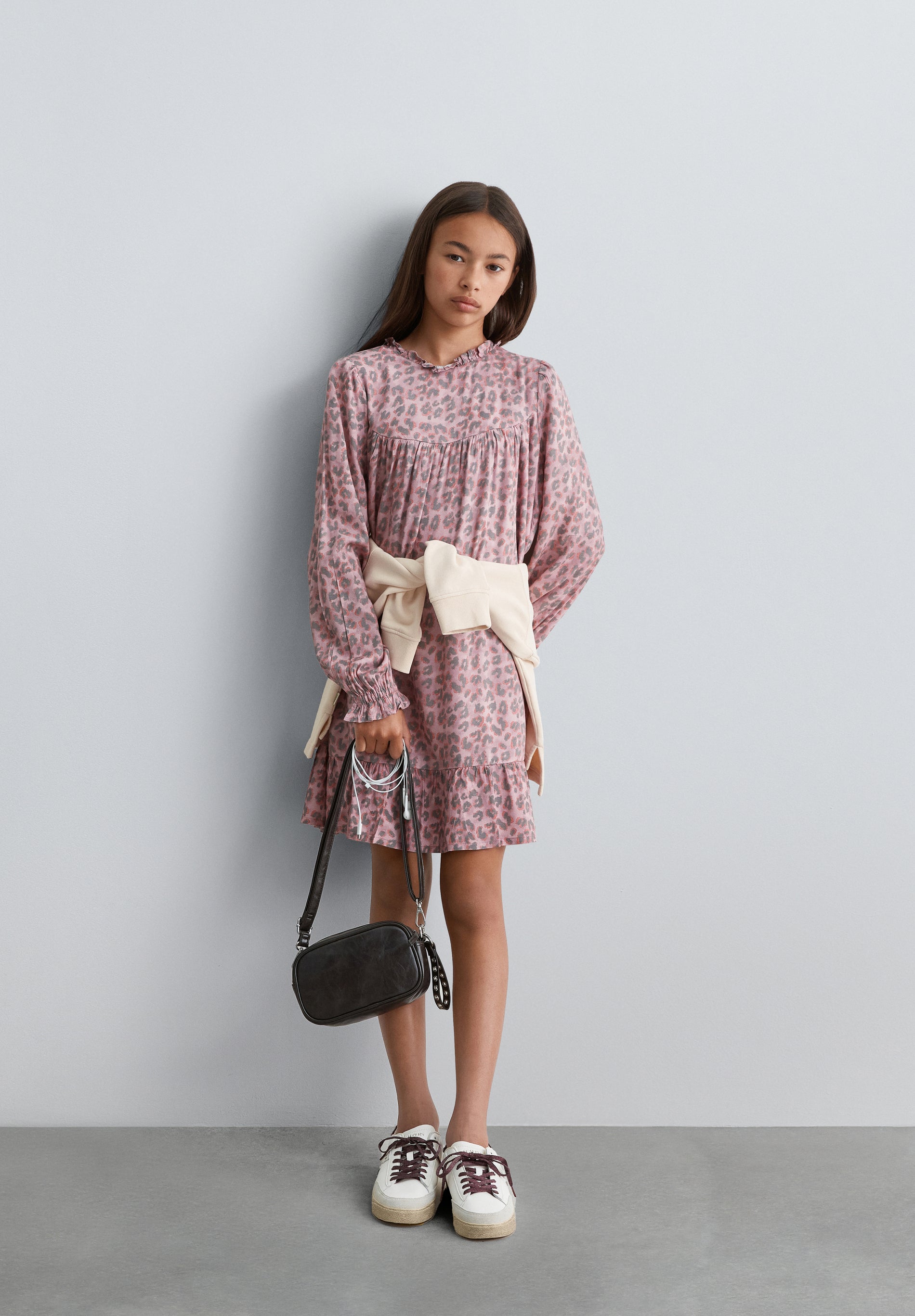 LONG SLEEVE ANIMAL PRINT DRESS