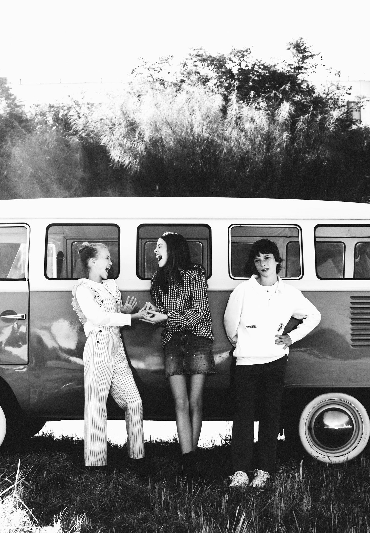 STRIPED DUNGAREES WITH RUFFLE