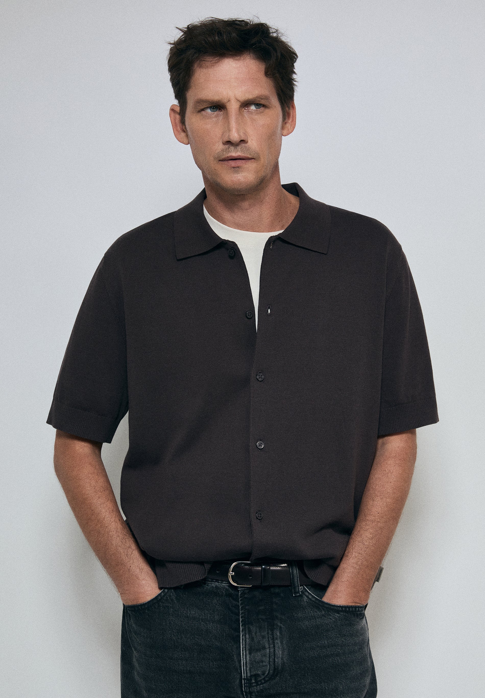 FINE KNIT POLO SHIRT WITH BUTTONS