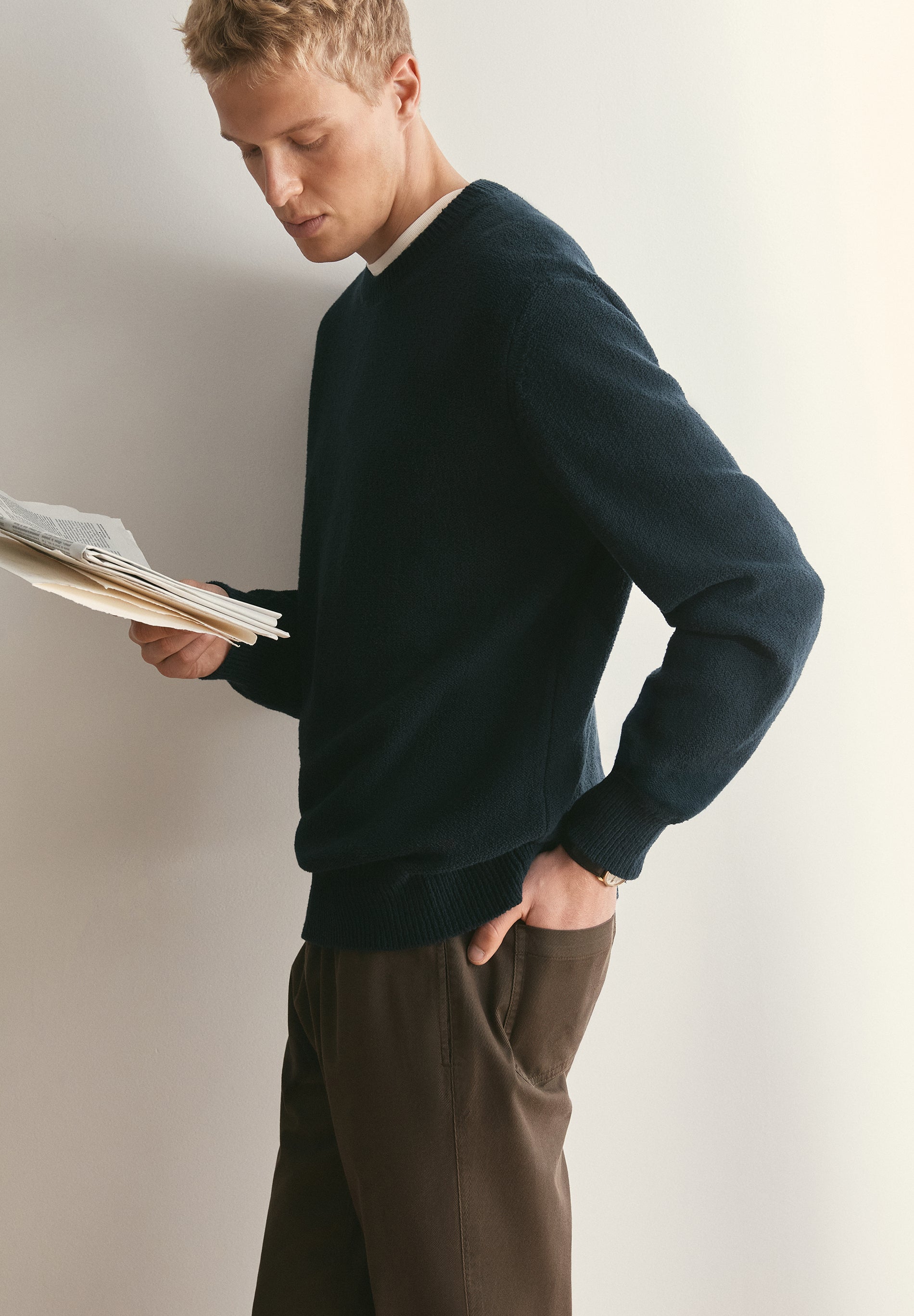 TEXTURED COTTON SWEATER