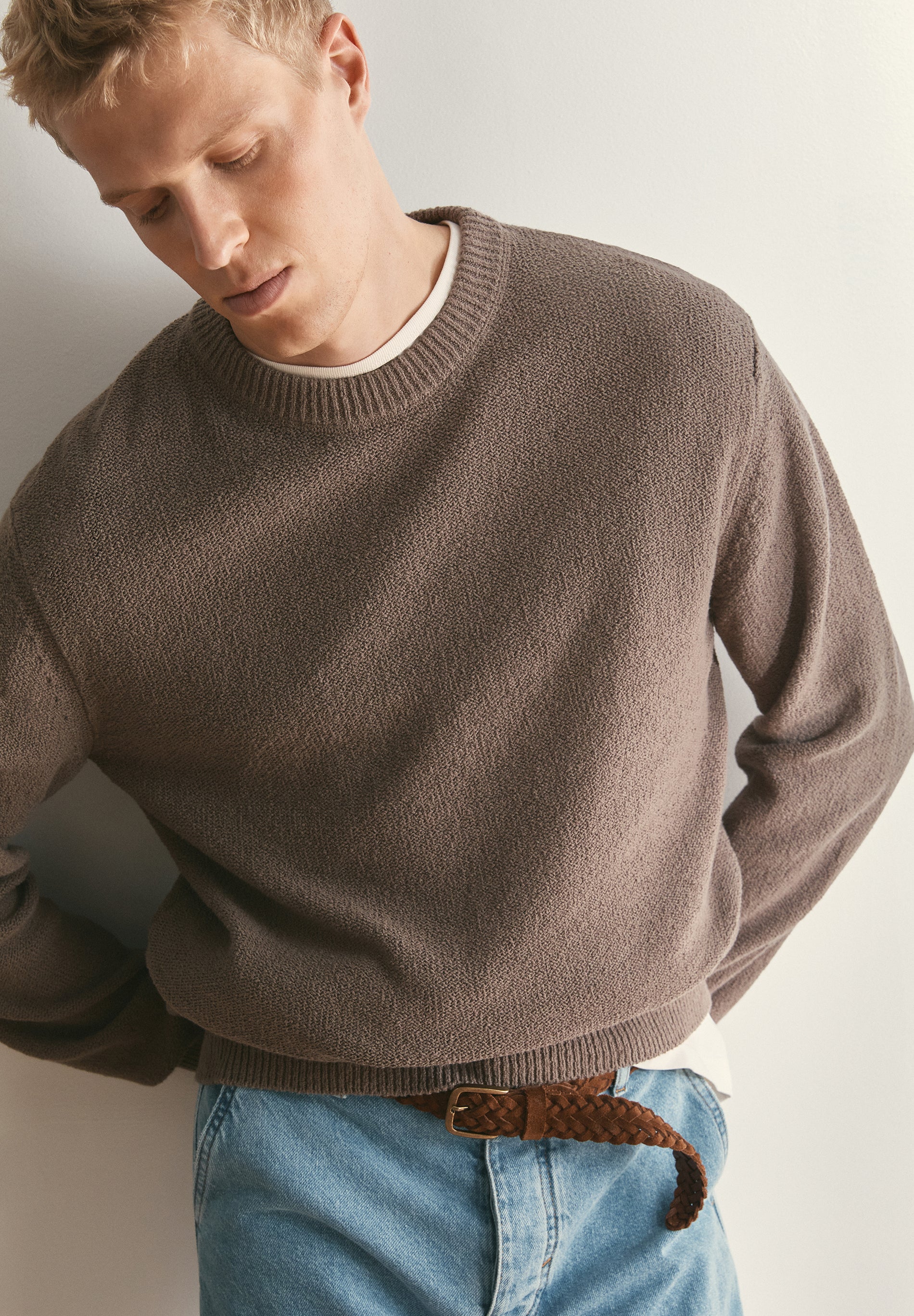 TEXTURED COTTON SWEATER