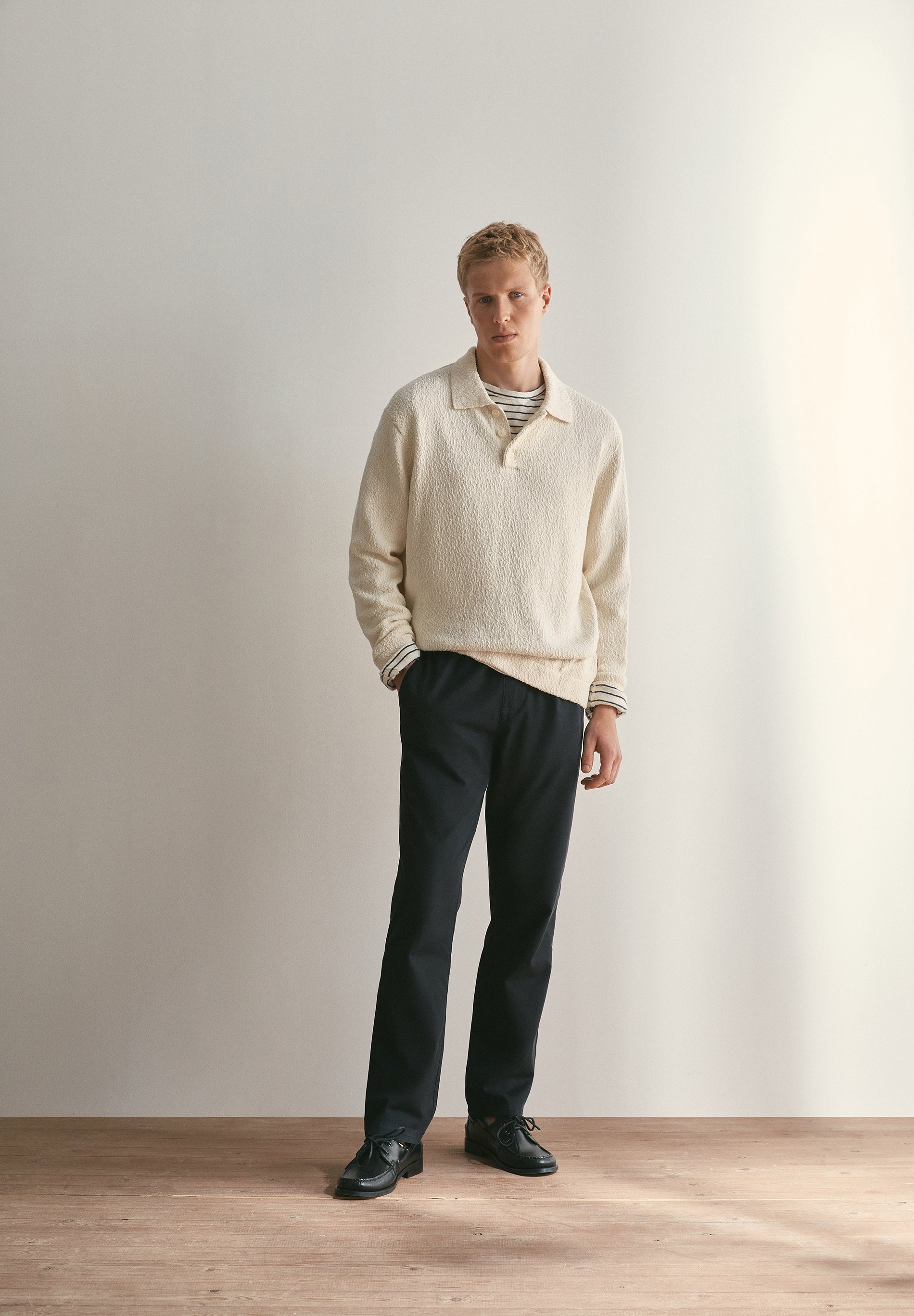 BOUCLÉ KNIT POLO SWEATER