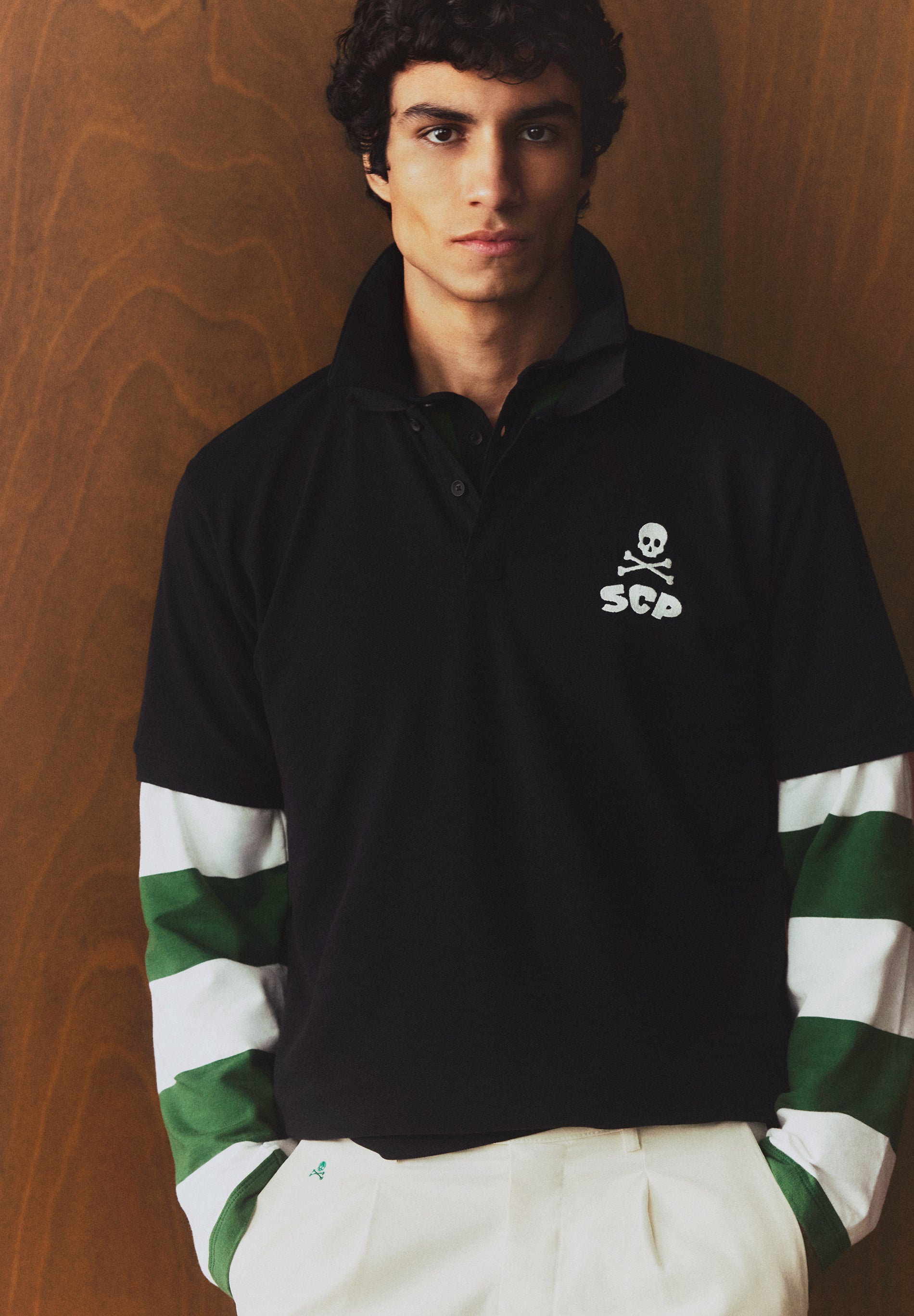 SCALPERS X SPORTING CP EMBROIDERED POLO SHIRT
