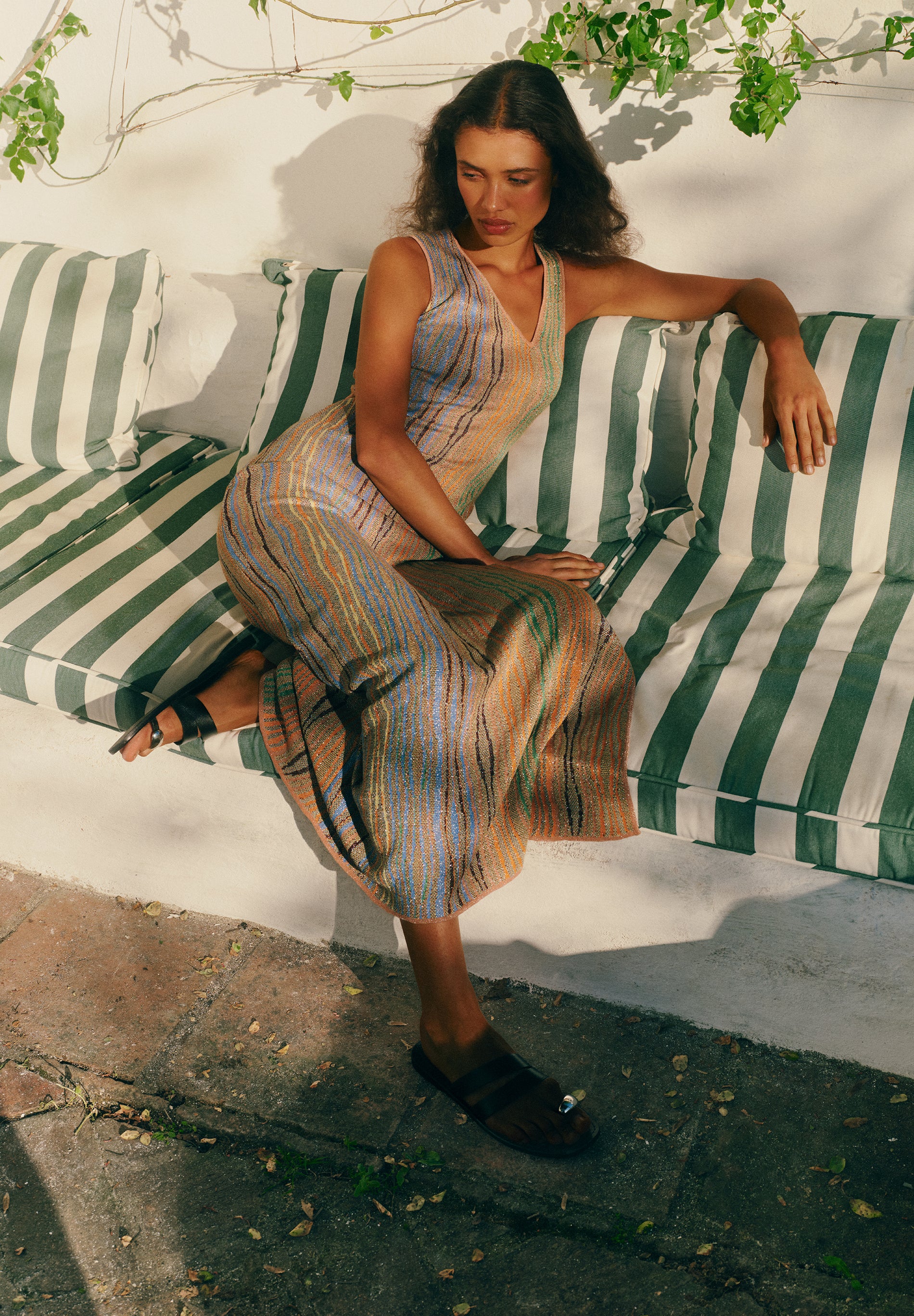 LONG JACQUARD DRESS WITH CUT-OUT