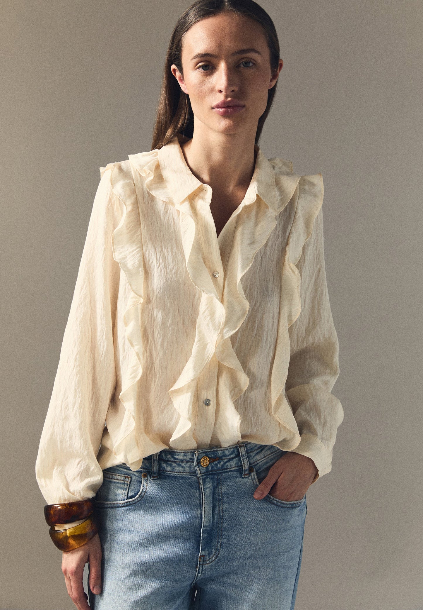 COTTON RUFFLED BLOUSE